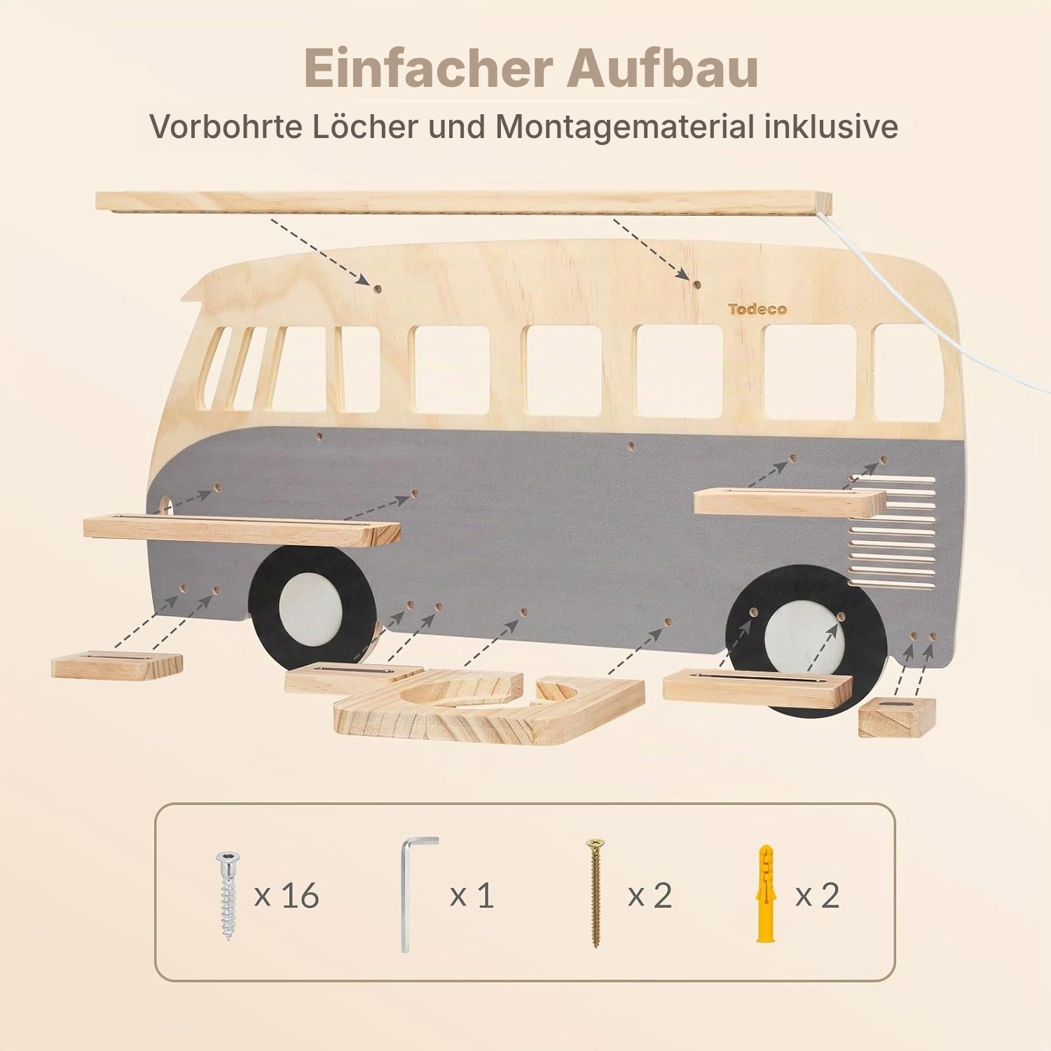 LED-Magnetregal für Toniebox/Tonies – grauer Bus, 62 cm — 6