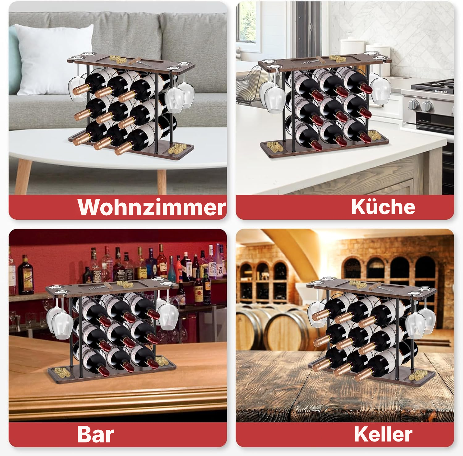 Weinregal – praktisches schwarzes Flaschenregal — 7