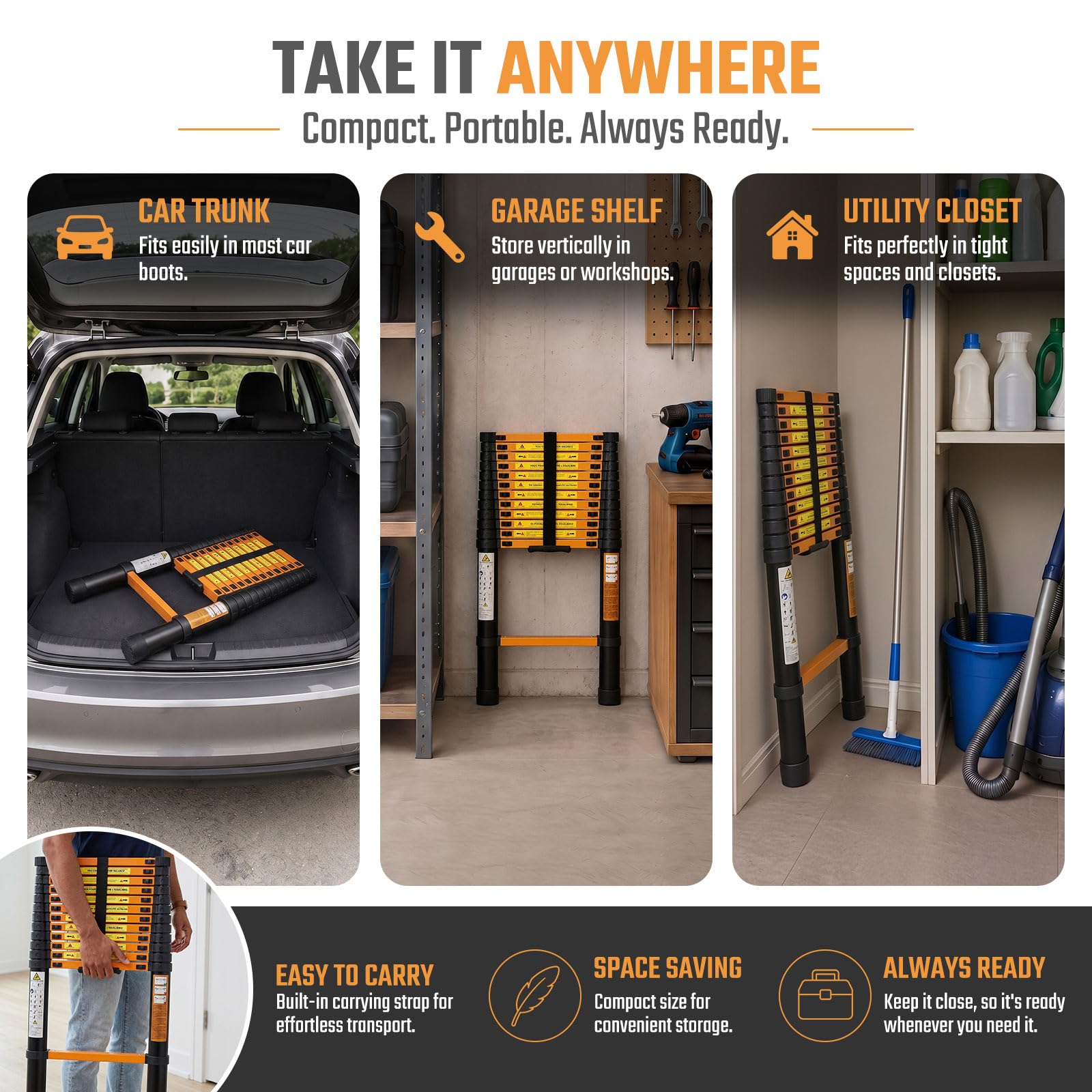 Telescopic Ladder — Adjustable Height — 4