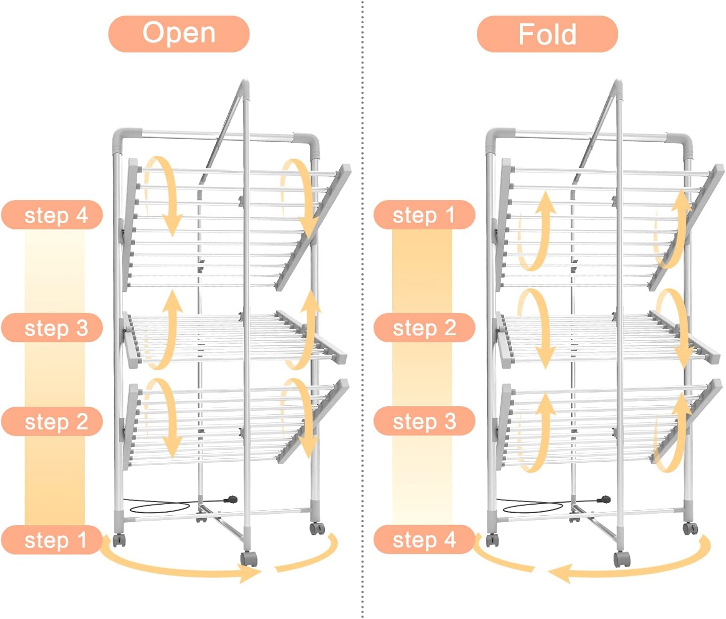 Airer Heater – White Folding Heated Airer — 3