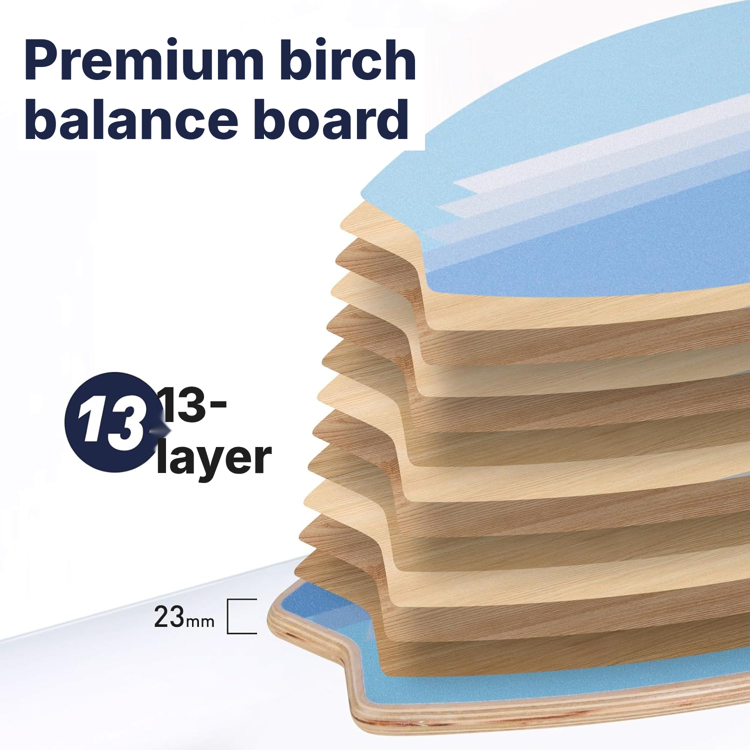 Wobble board 85 cm wood, 7 levels up to 204 kg — 3