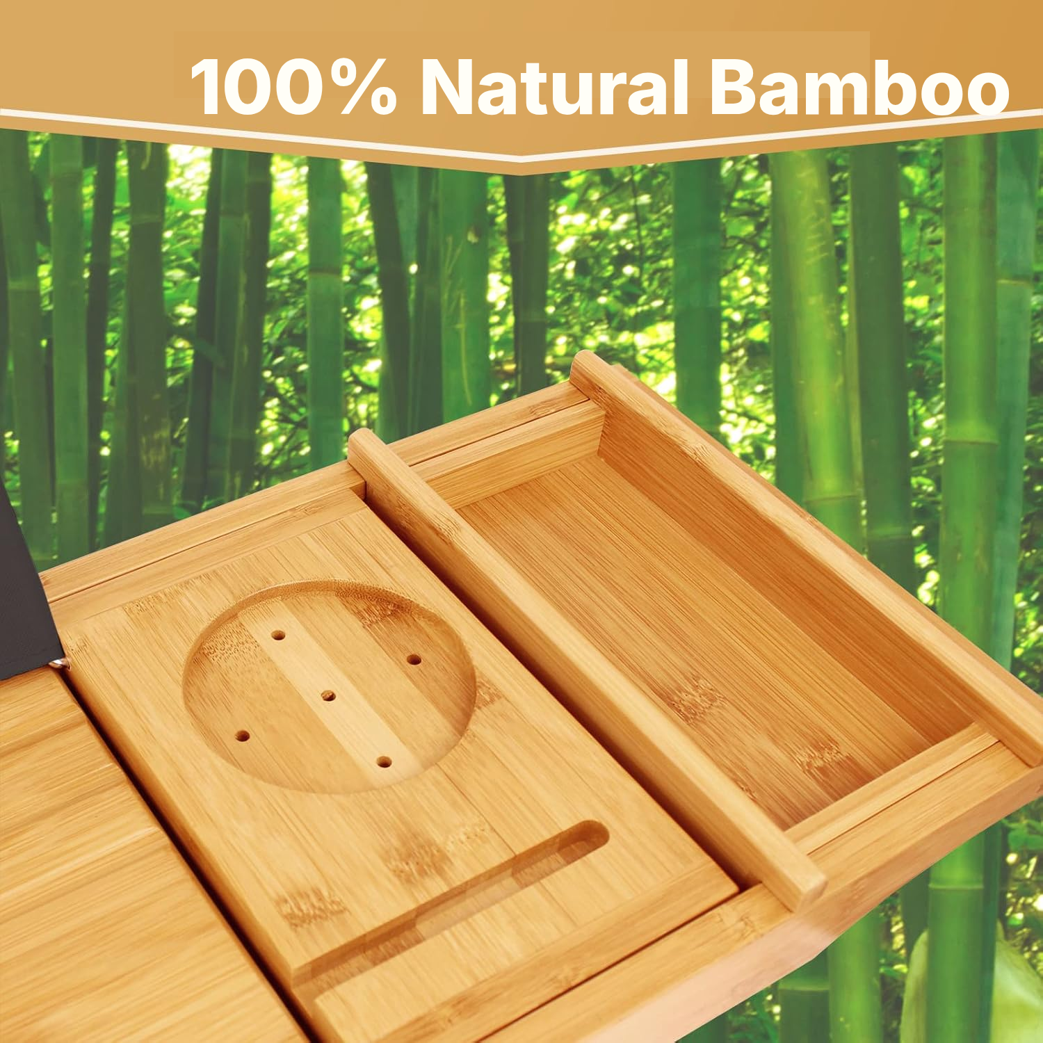 Bamboo Bathtub Shelf for Relaxing Baths — 3