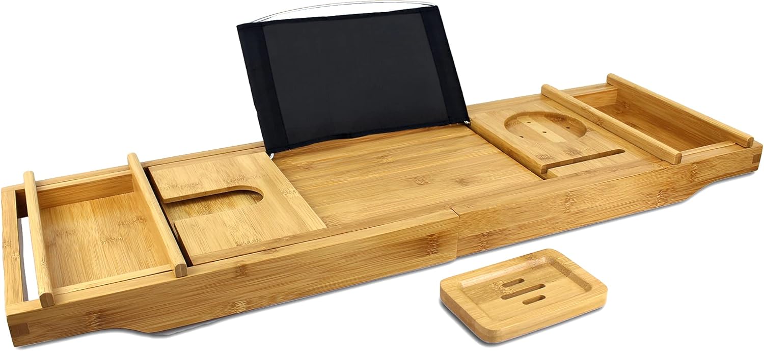 Bamboo Bathtub Shelf for Relaxing Baths — 6