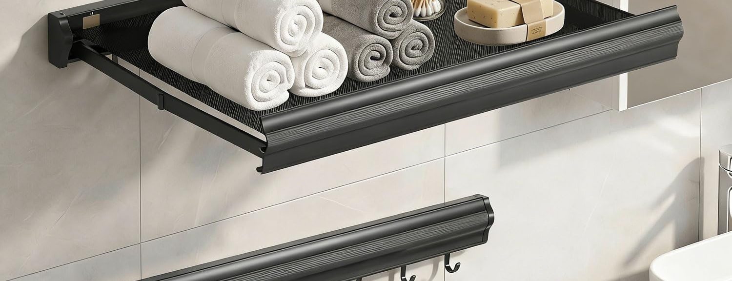 Bathroom storage foldable wall shelf