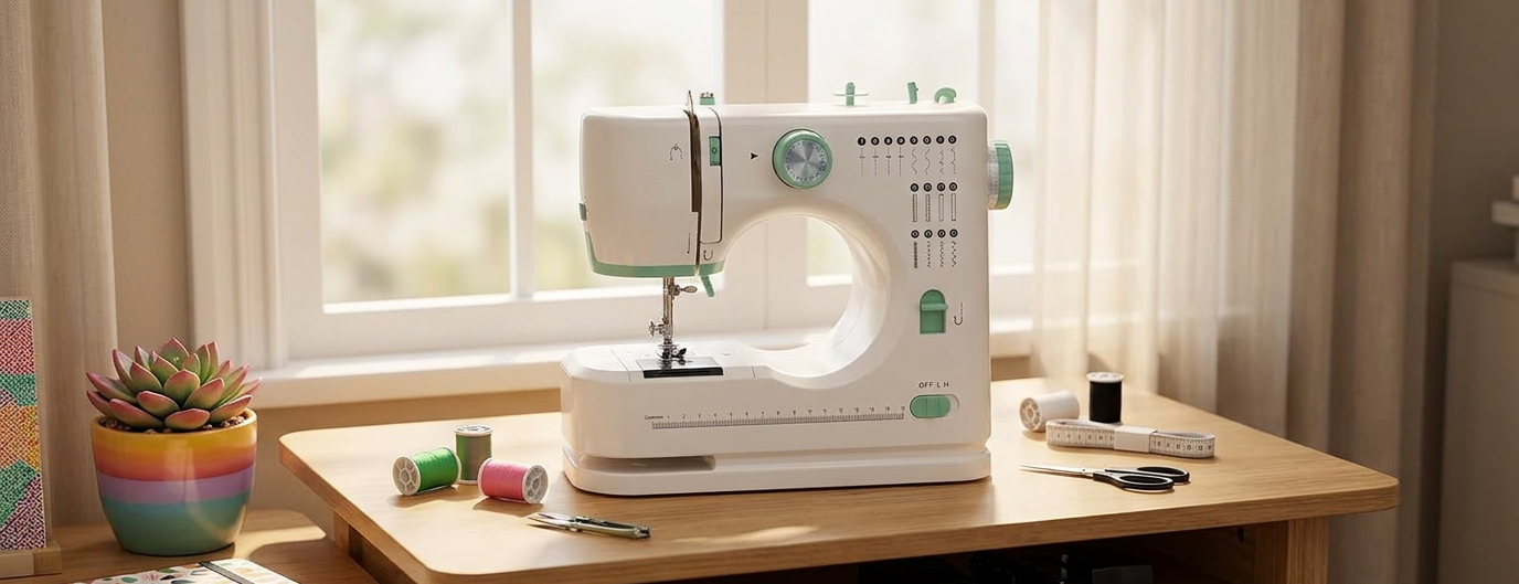 Compact Sewing Machine, 30 cm, 16 Stitches with Foot Pedal