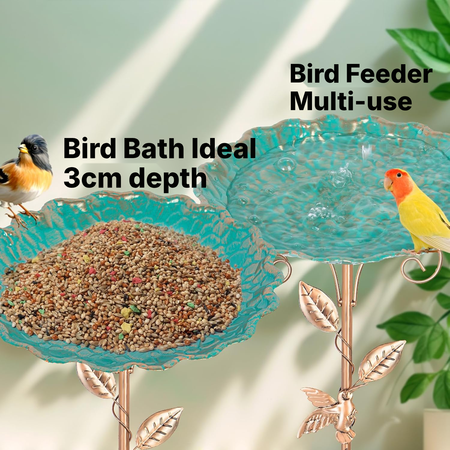 Bird Bath on Stand, Single Bowl, 79 cm — 2