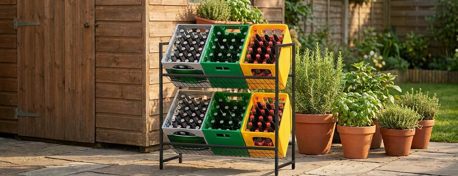 2-Tier Black Drink Rack — Easy Access