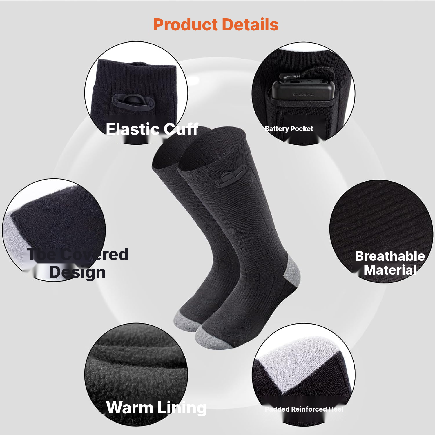 Black Heated Socks for Warm Feet — 5