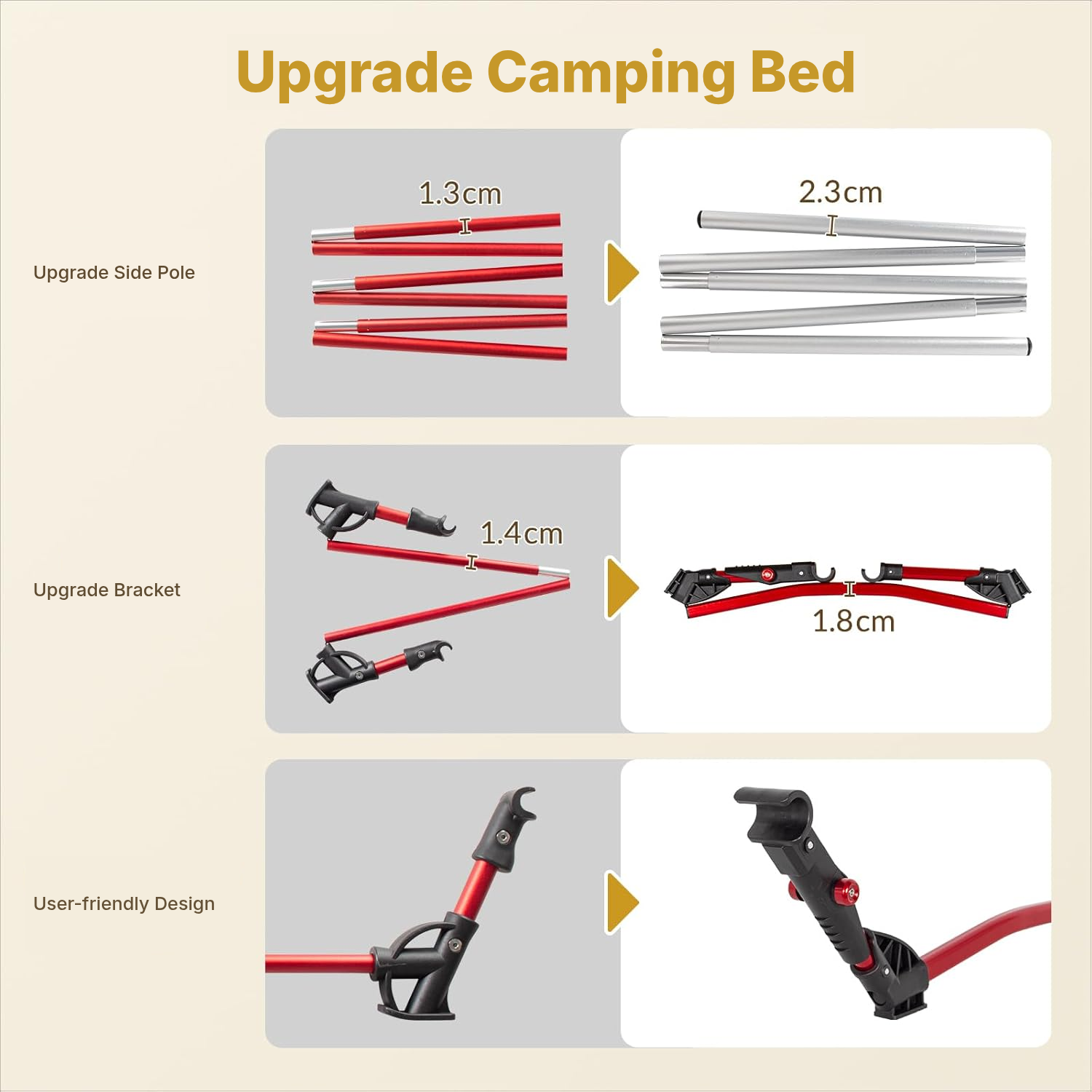Black camp bed for camping 190 × 65 cm — 4