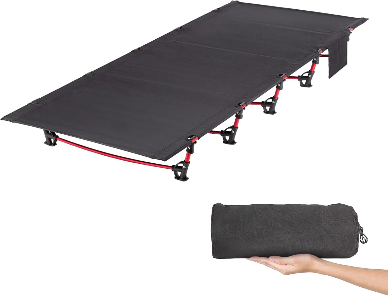 Black Folding Camping Bed | 600D Oxford