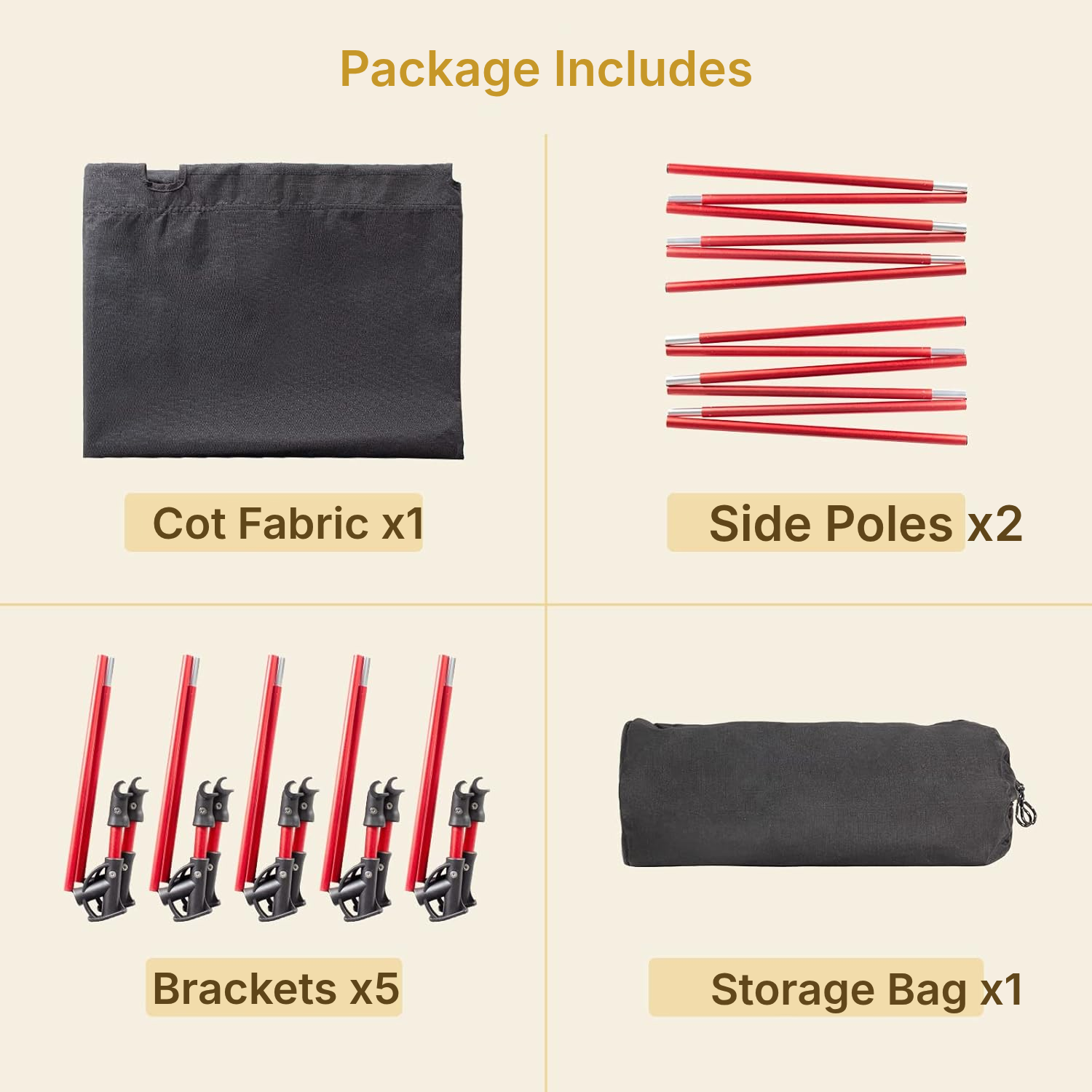 Black Camping Bed – 60/70 mm Tube — 6