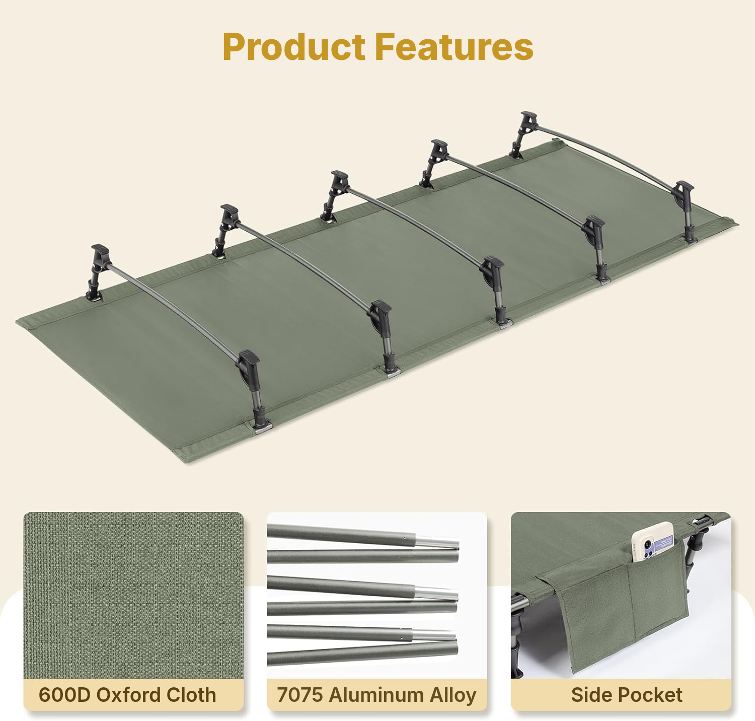 Camping Mattress Alternative – Olive Cot — 2