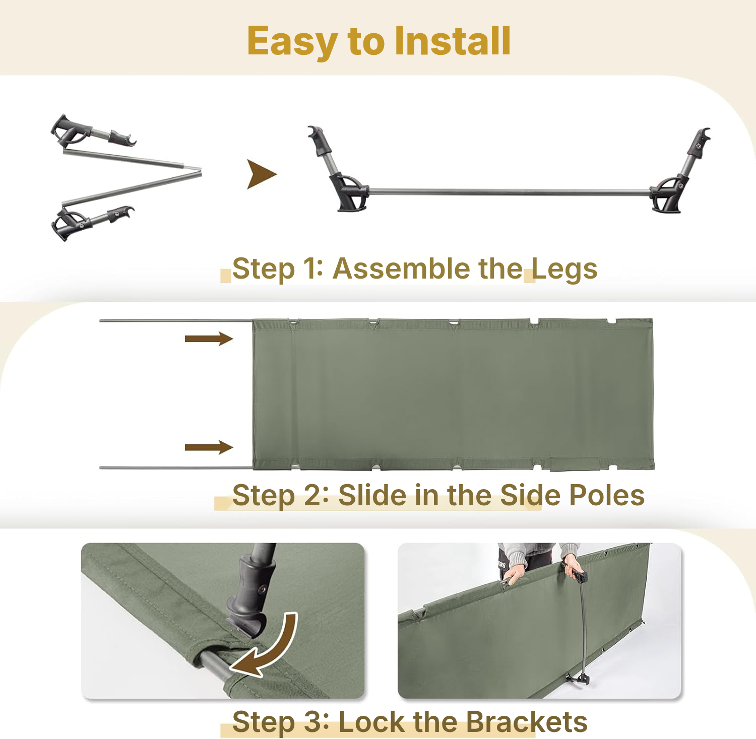 Camping Mattress Alternative – Olive Cot — 3