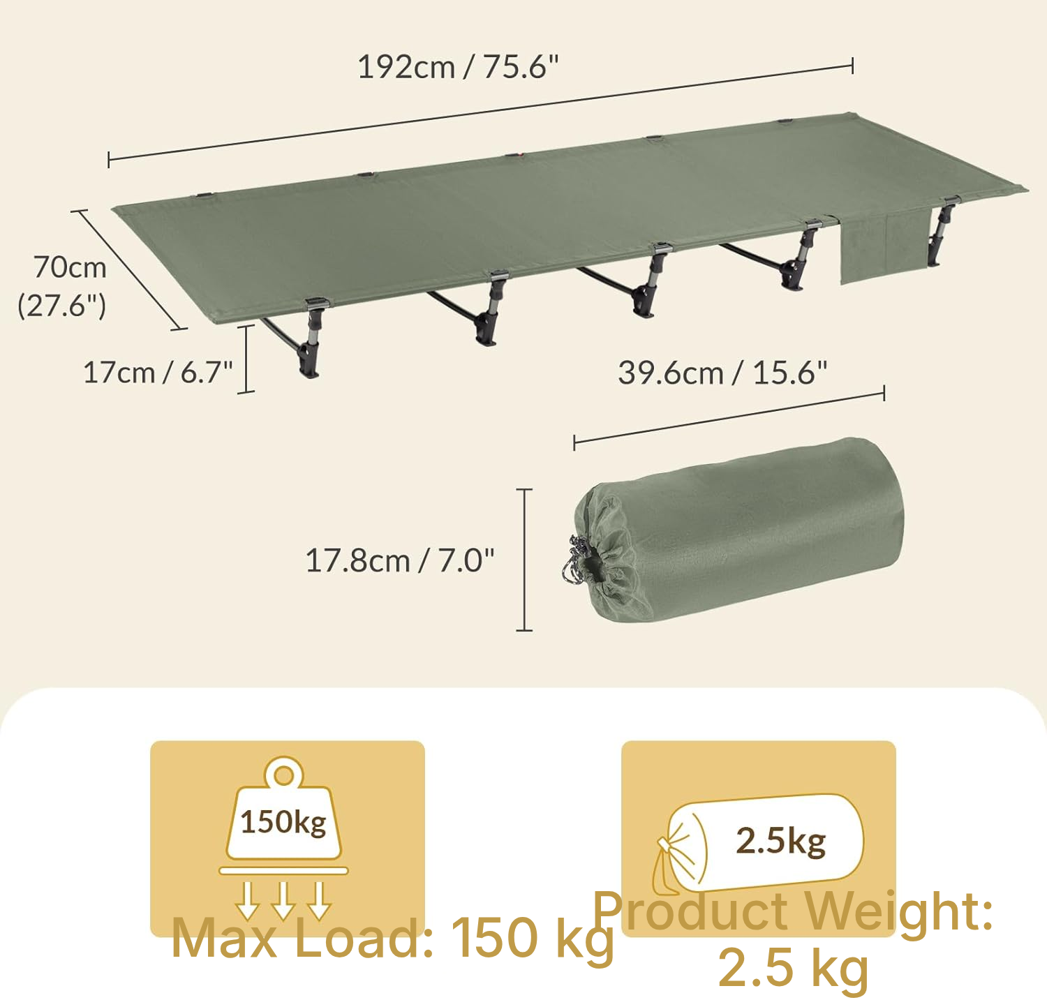 Camping Mattress Alternative – Olive Cot — 4