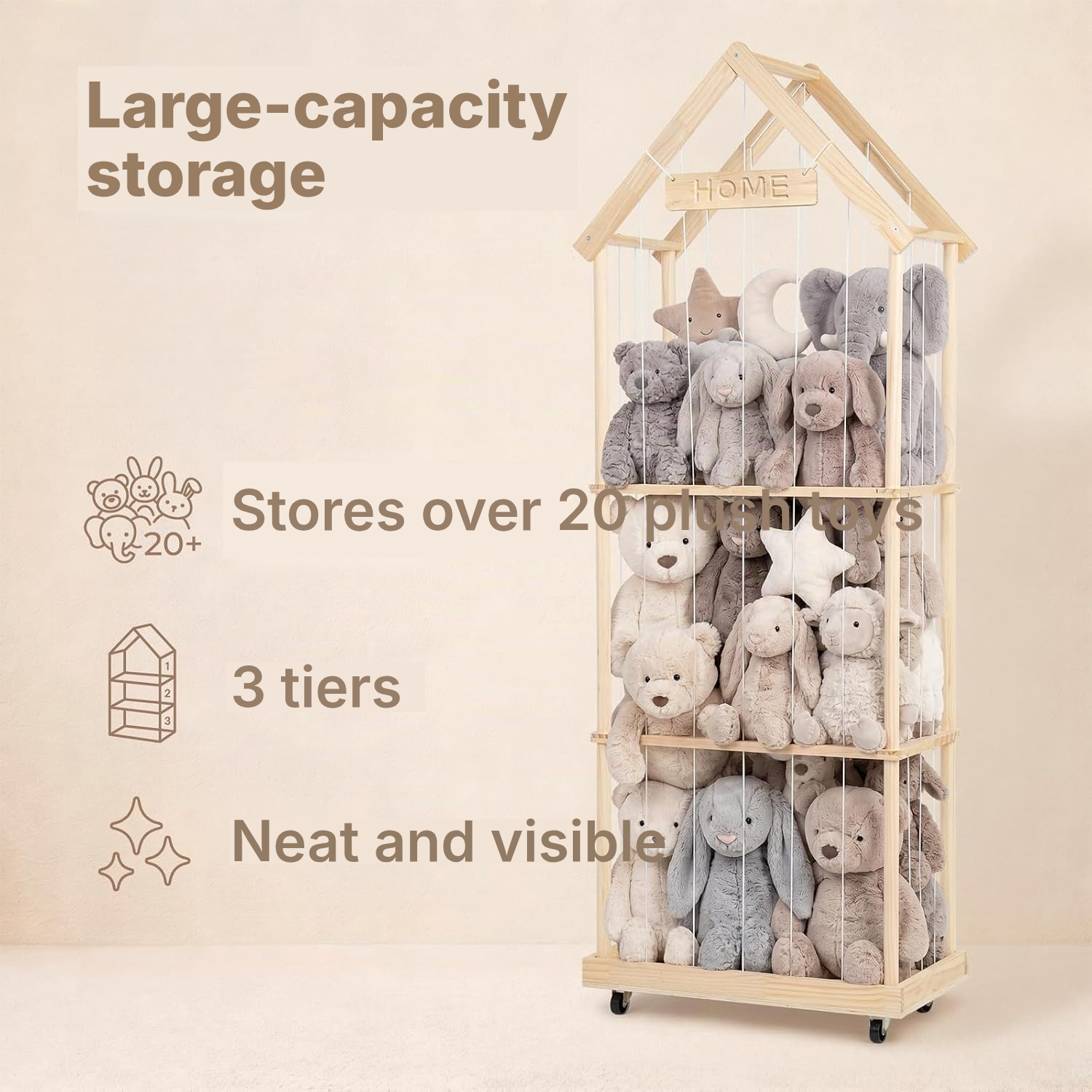 Childrens Toy Storage 3-Tier Mobile Organizer — 3
