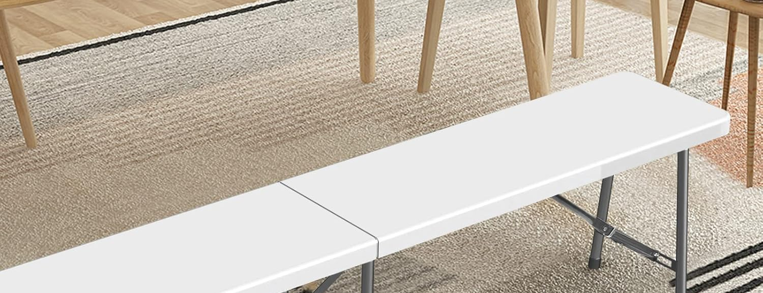 Collapsible Picnic Bench – White Garden Seating