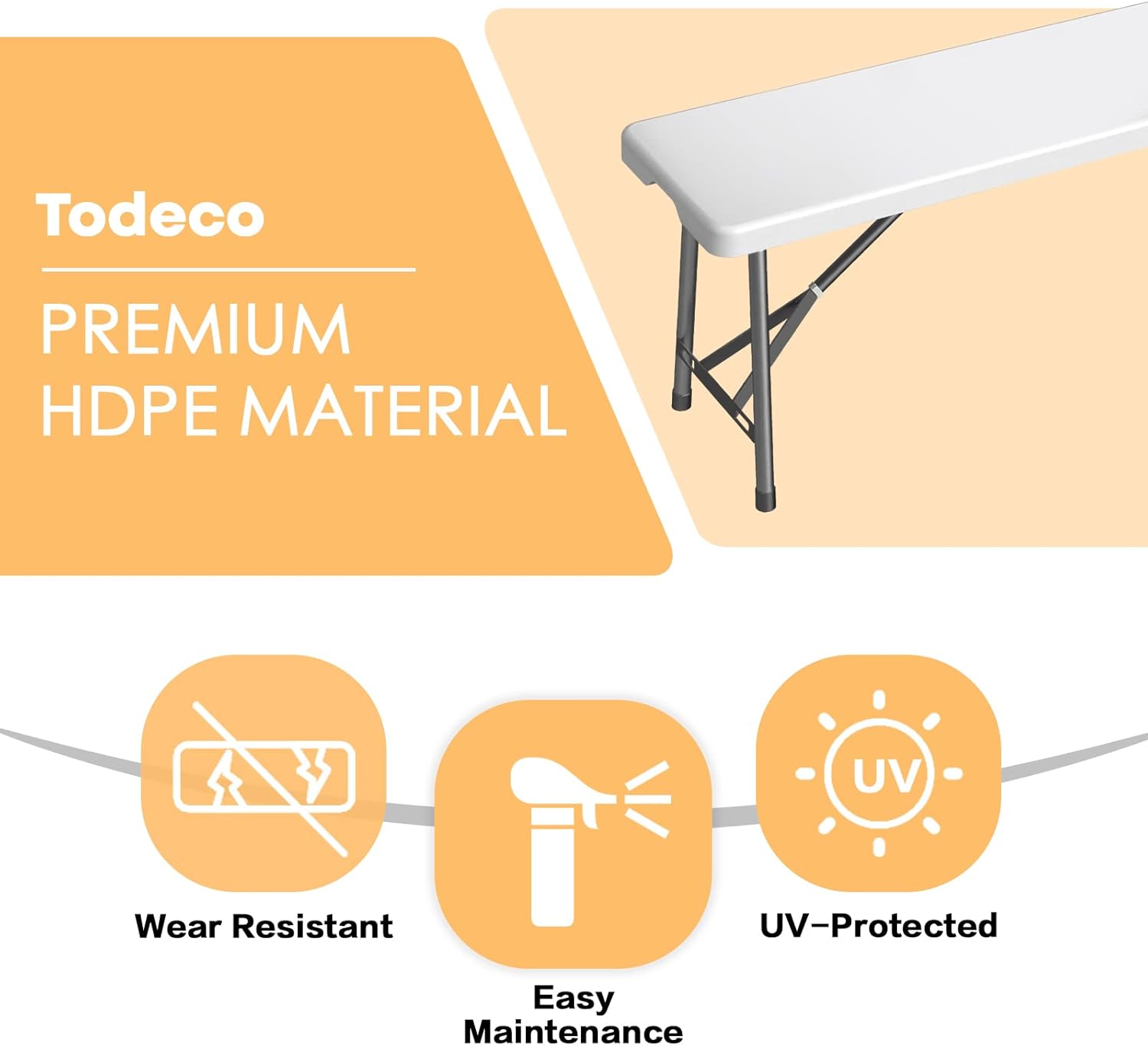Collapsible Picnic Bench – White Garden Seating — 4