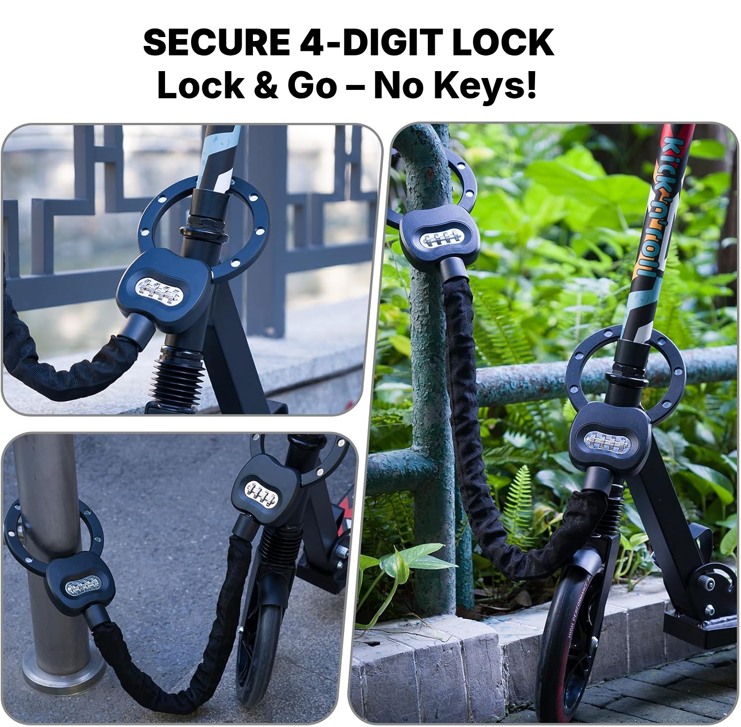 Bicycle Padlock Chain – 4-Digit Code — 7