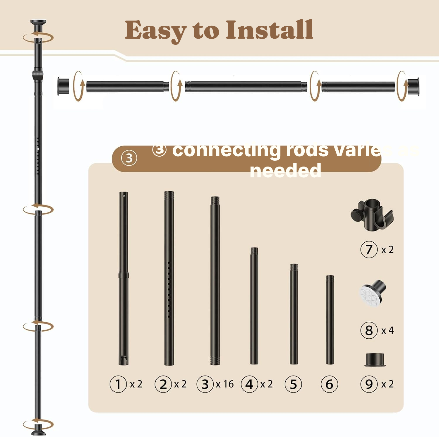 Rod Tension Curtain Divider – No Drill — 5
