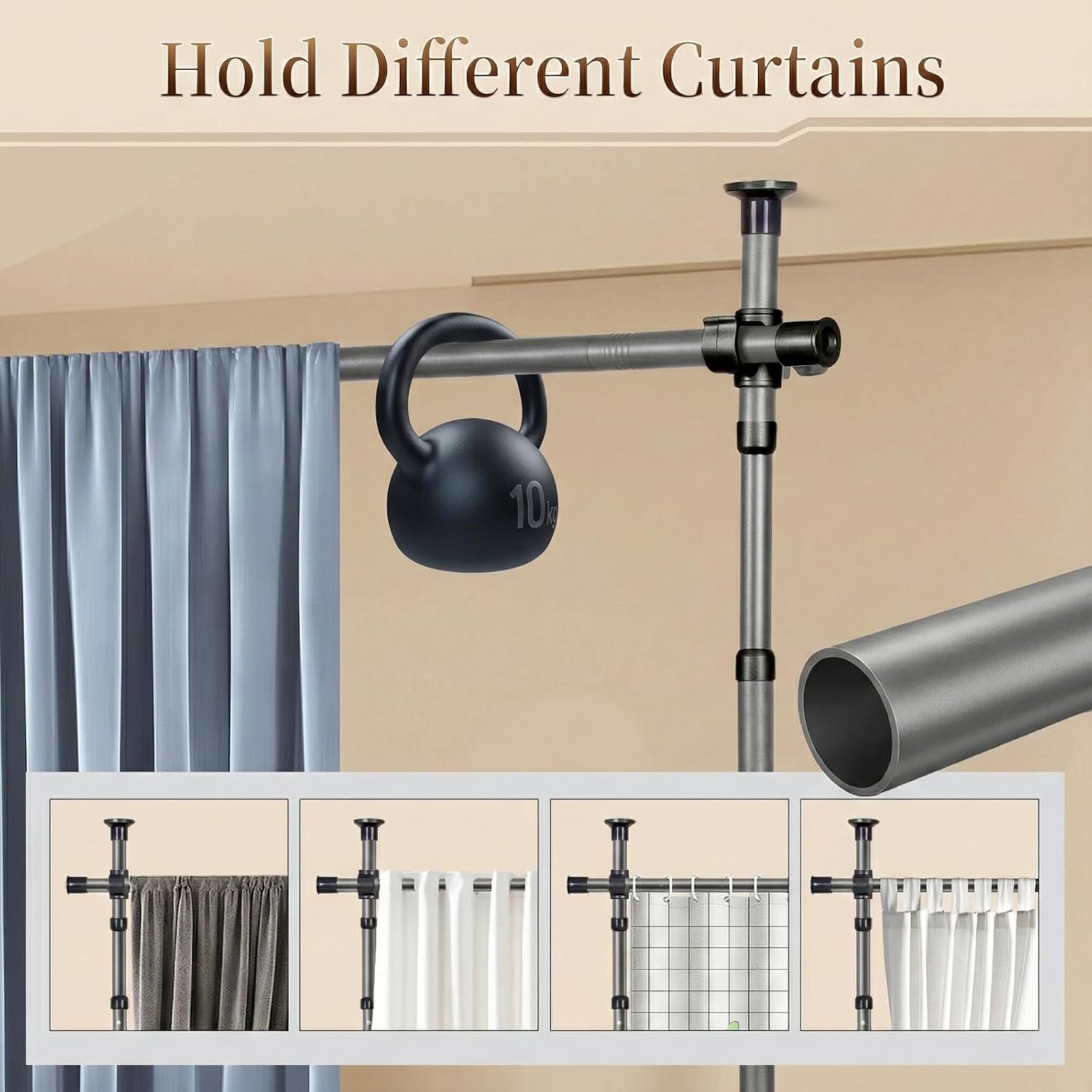 Curtains on a tension rod – no drilling — 6