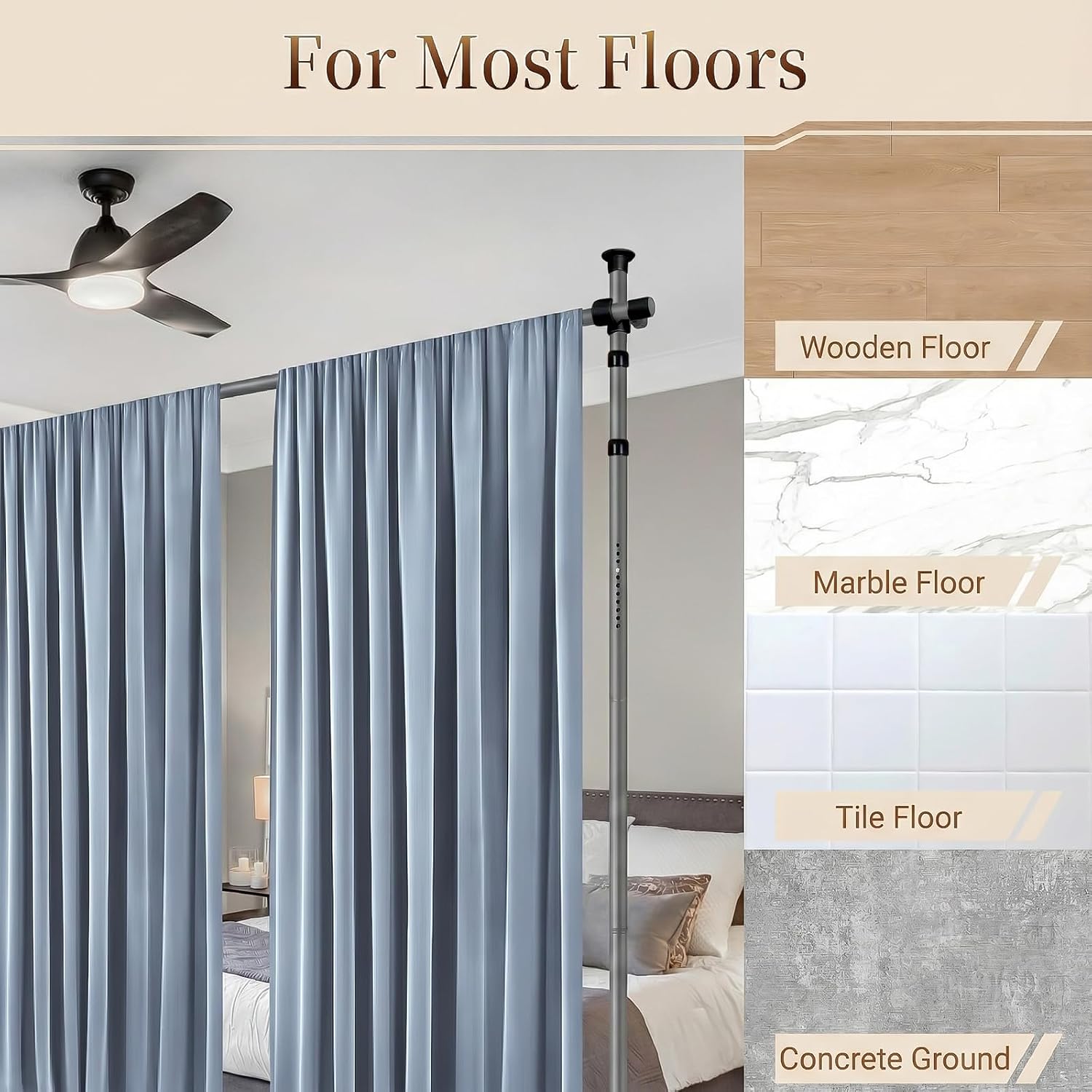 Curtains on a tension rod – no drilling — 5