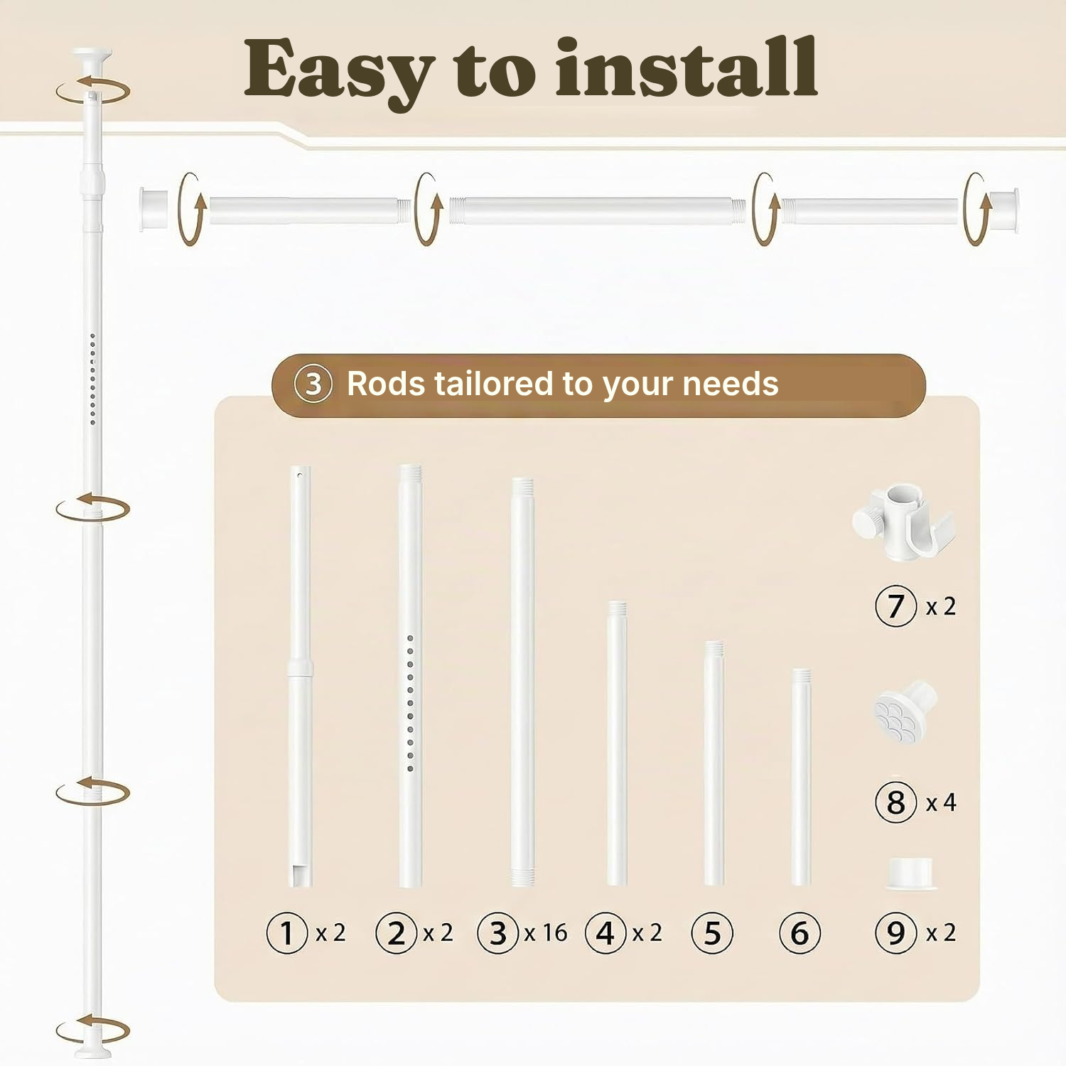 Curtain Rail Tension Rod – No Drilling — 6