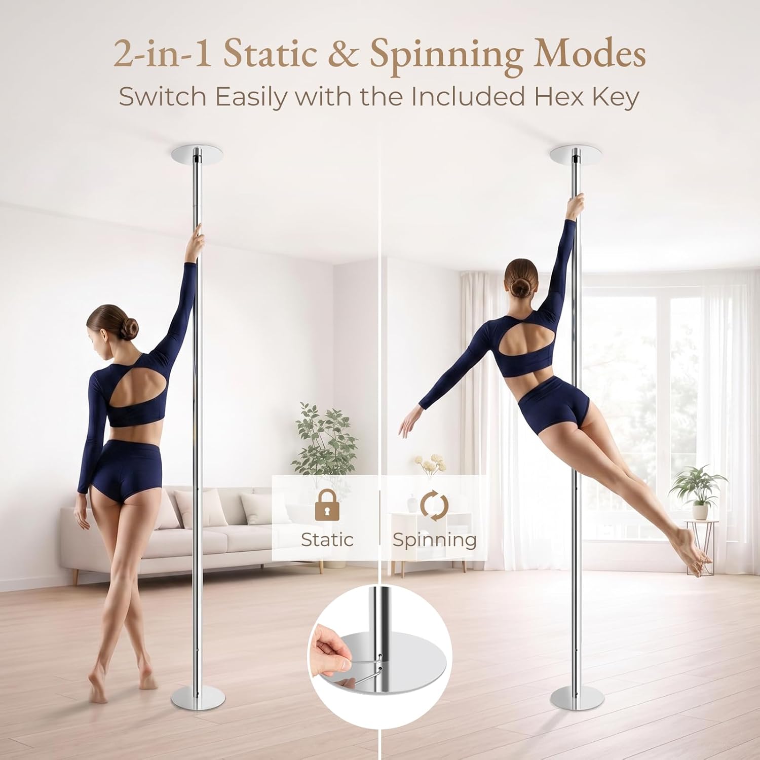 Dance pole: stable pressure-fit bar — 6