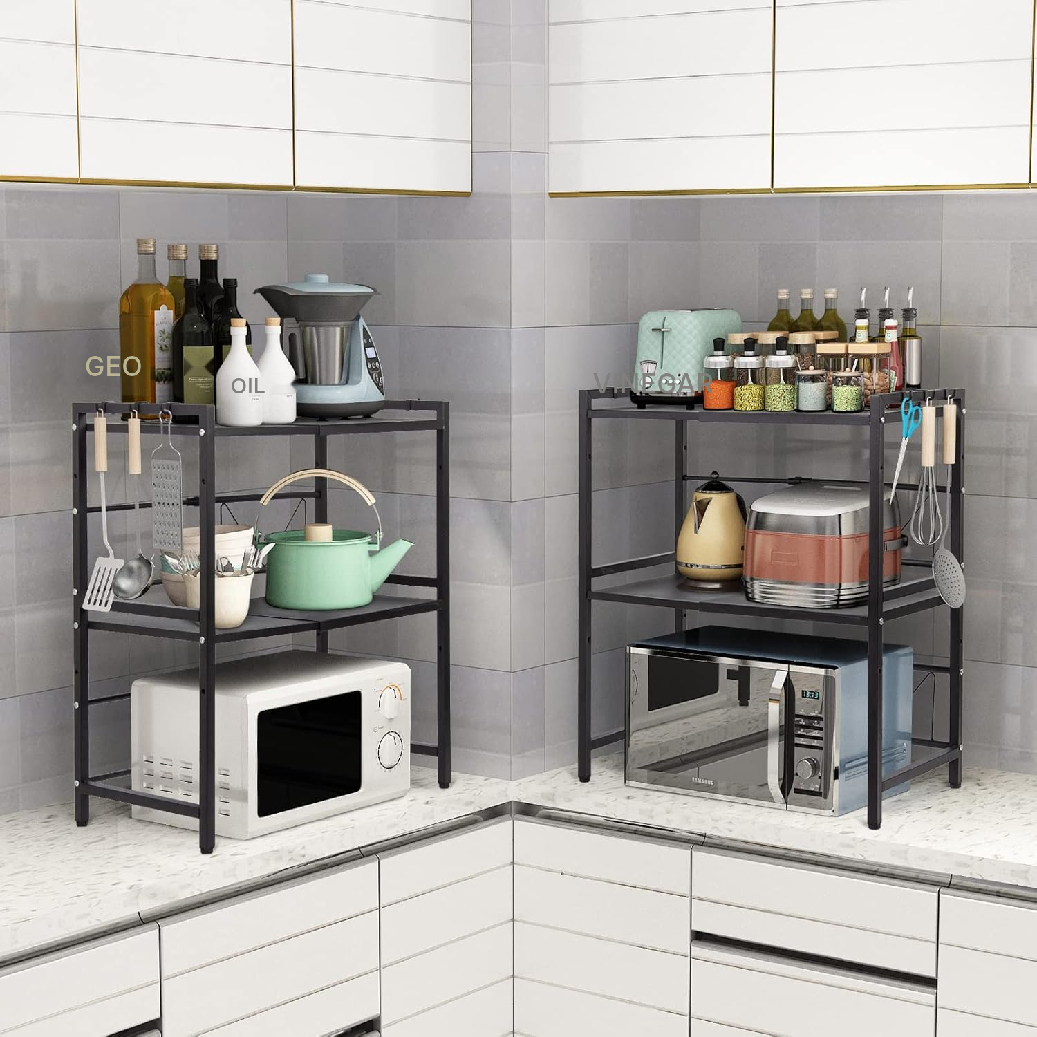 Kitchen Cupboard Units – Black Expandable Storage — 6
