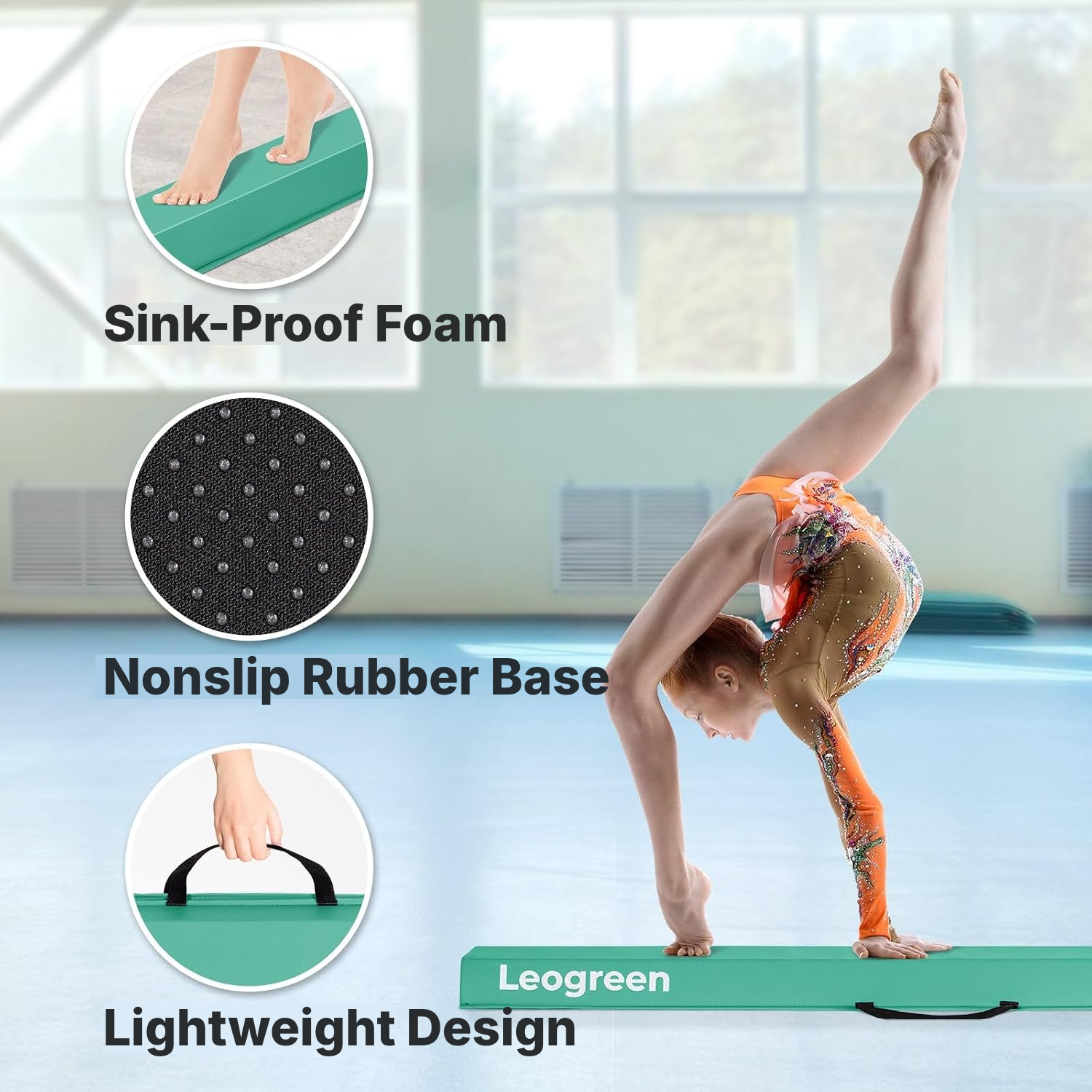 Foldable Green Gymnastics Beam – 270 cm — 2