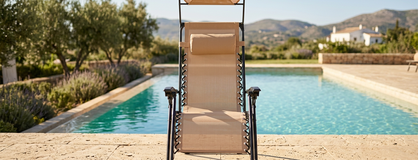 Khaki Foldable Sun Lounger 110 cm, Ready to Use