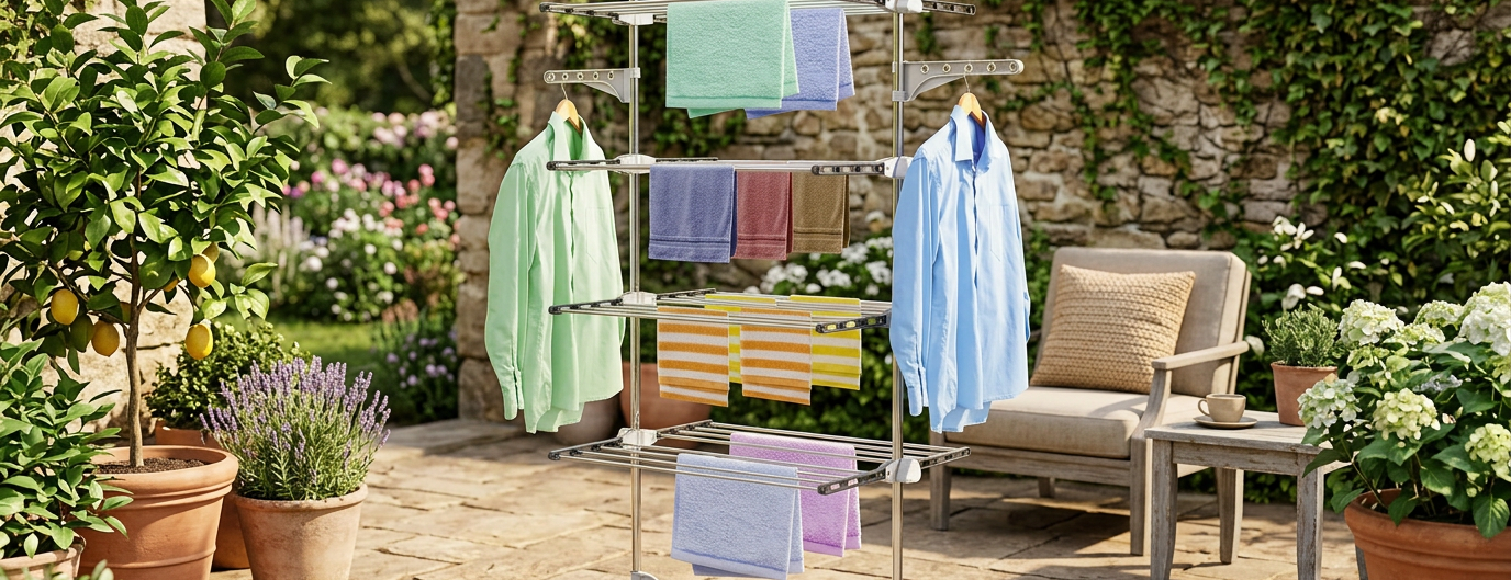 4-tier clothes airer drying rack, grey