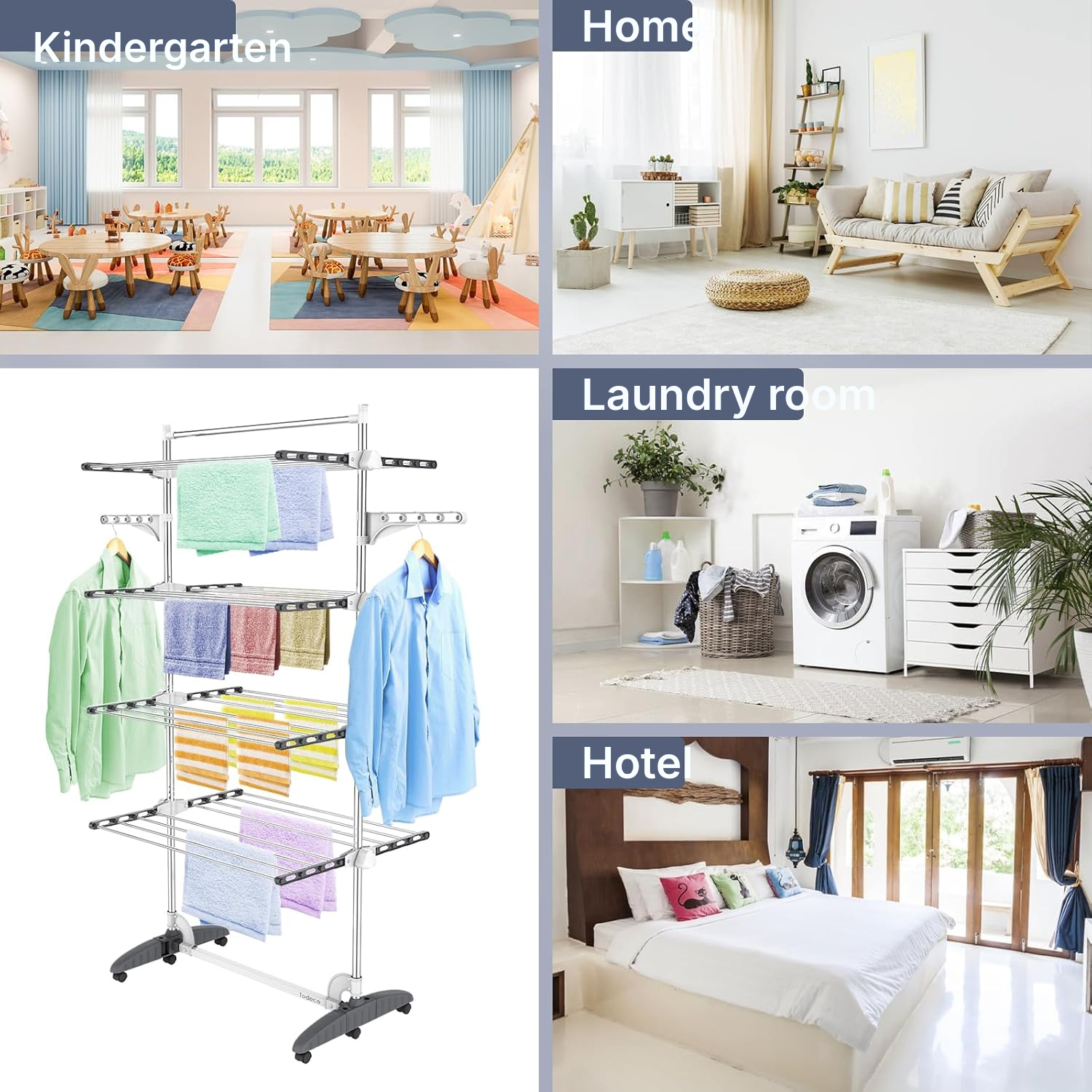 4-Tier Clothes Airer Rack – Foldable — 6