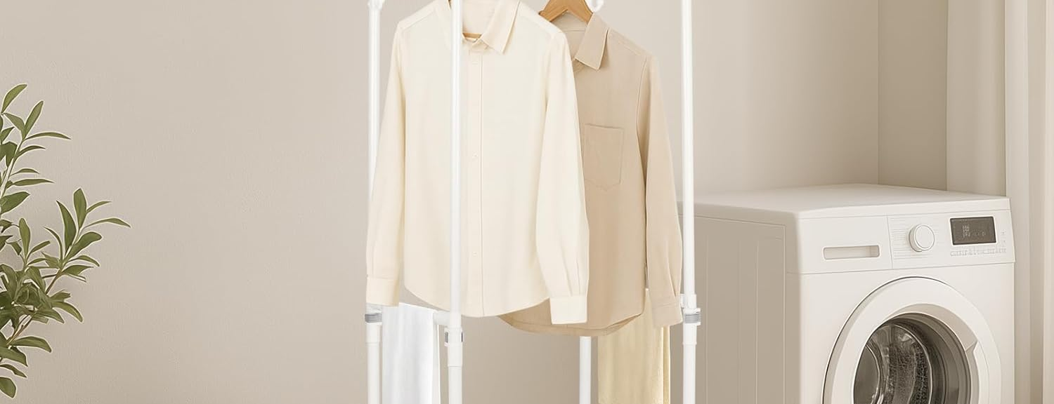 Folding Clothes Airer, White, Space-Saving