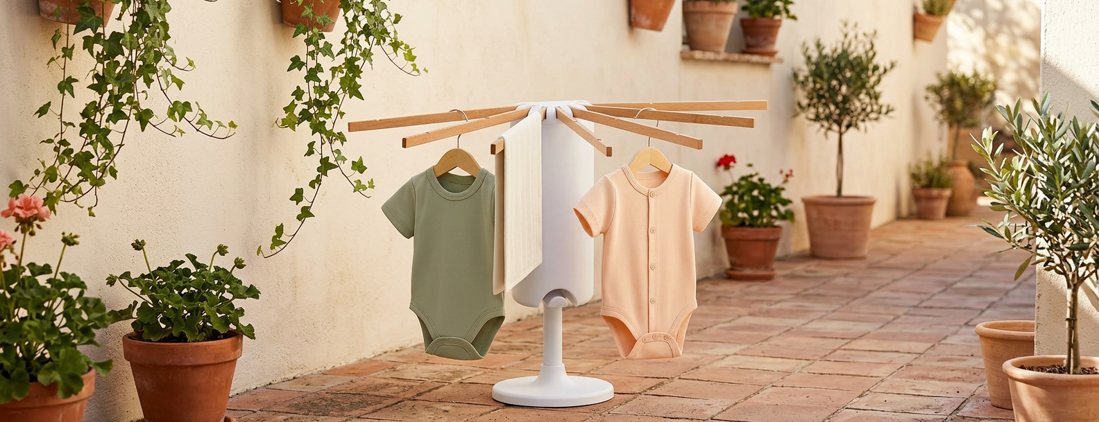 Wall-mounted clothes airer, 7 rails, compact 67 cm