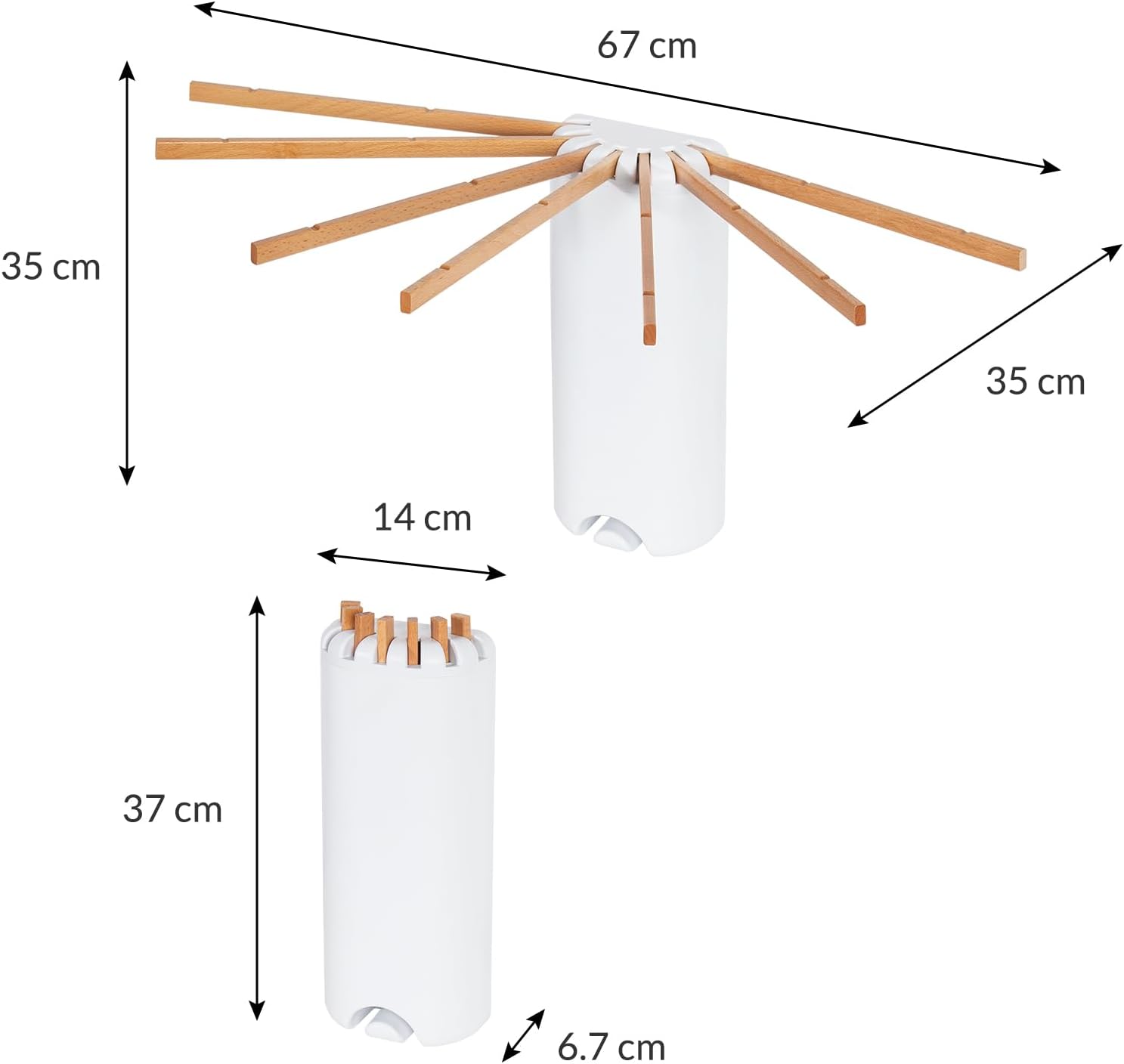 Wall-mounted clothes airer, 7 rails, compact 67 cm — 4