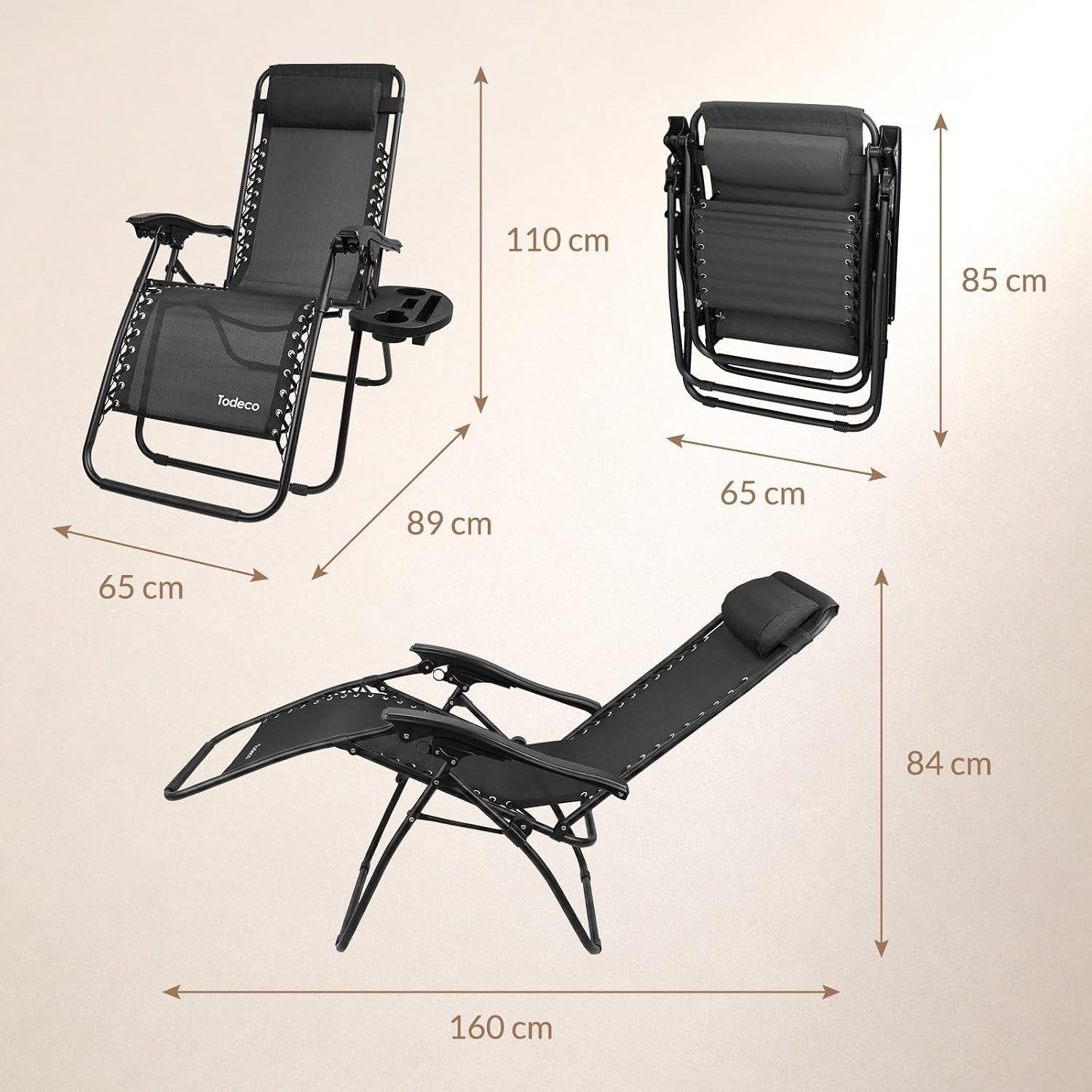 Black Reclining Lawn Chair, Zero Gravity — 7