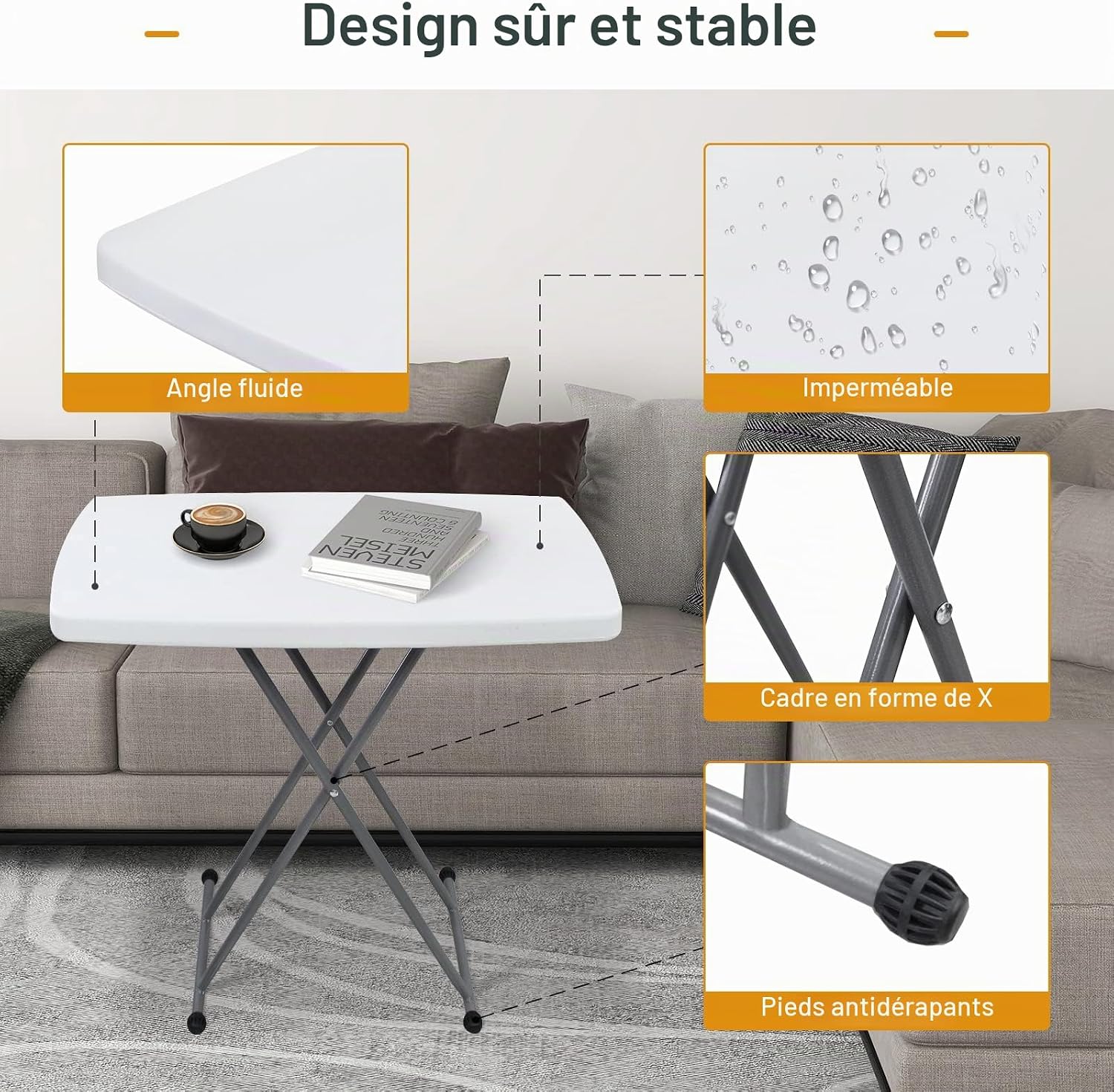 Collapsible Folding Table, 76 × 50 × 74 cm — 3