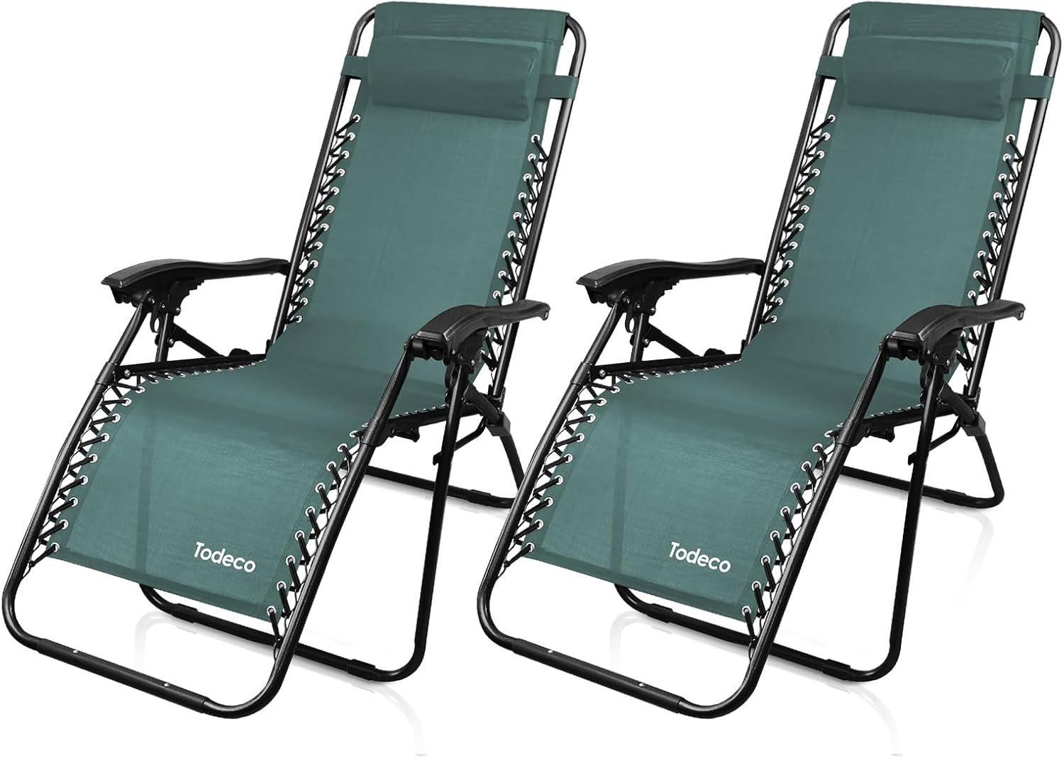 Green Folding Sun Loungers, Set of 2