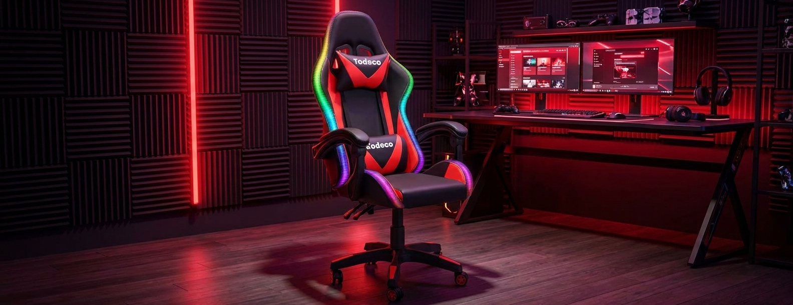 Gaming chair – red massage and RGB LED