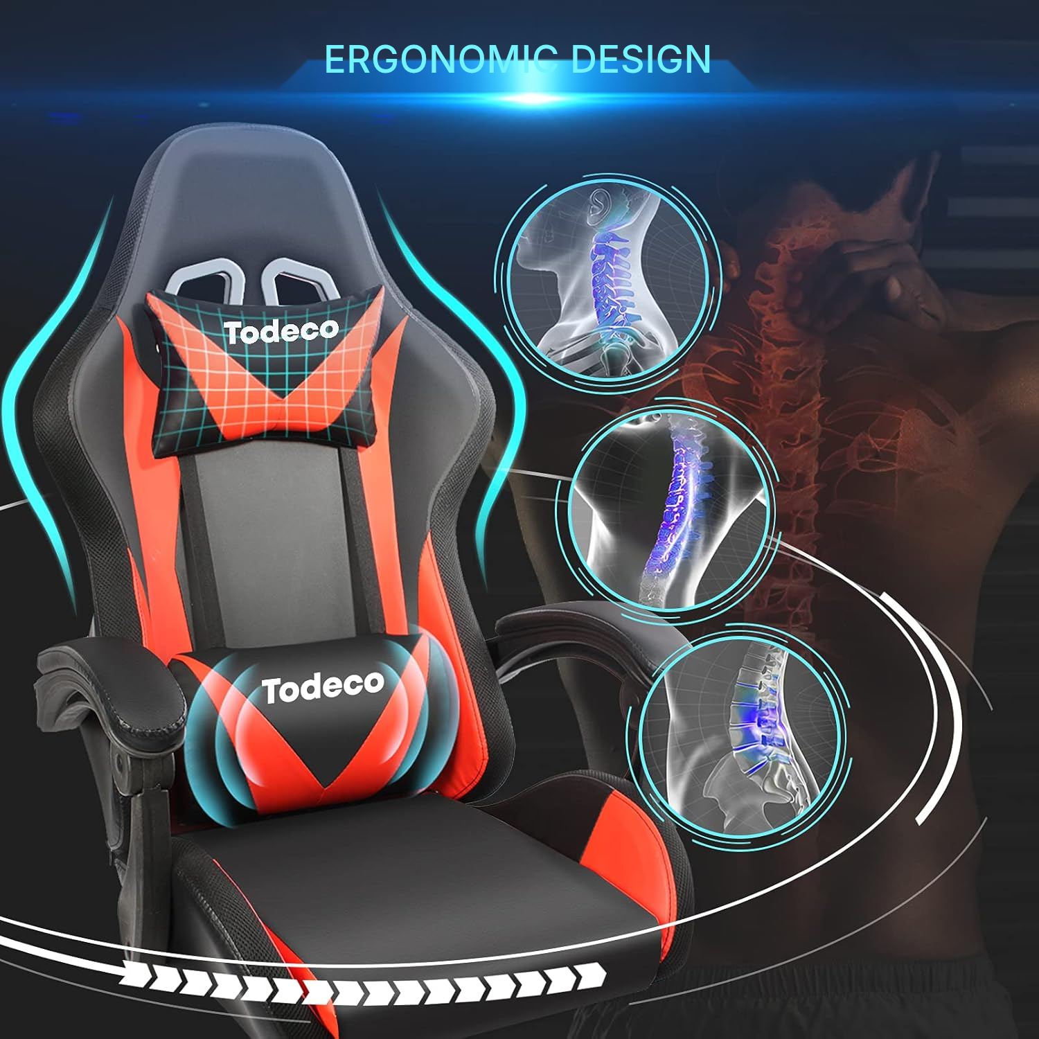 Gaming chair – red massage and RGB LED — 6