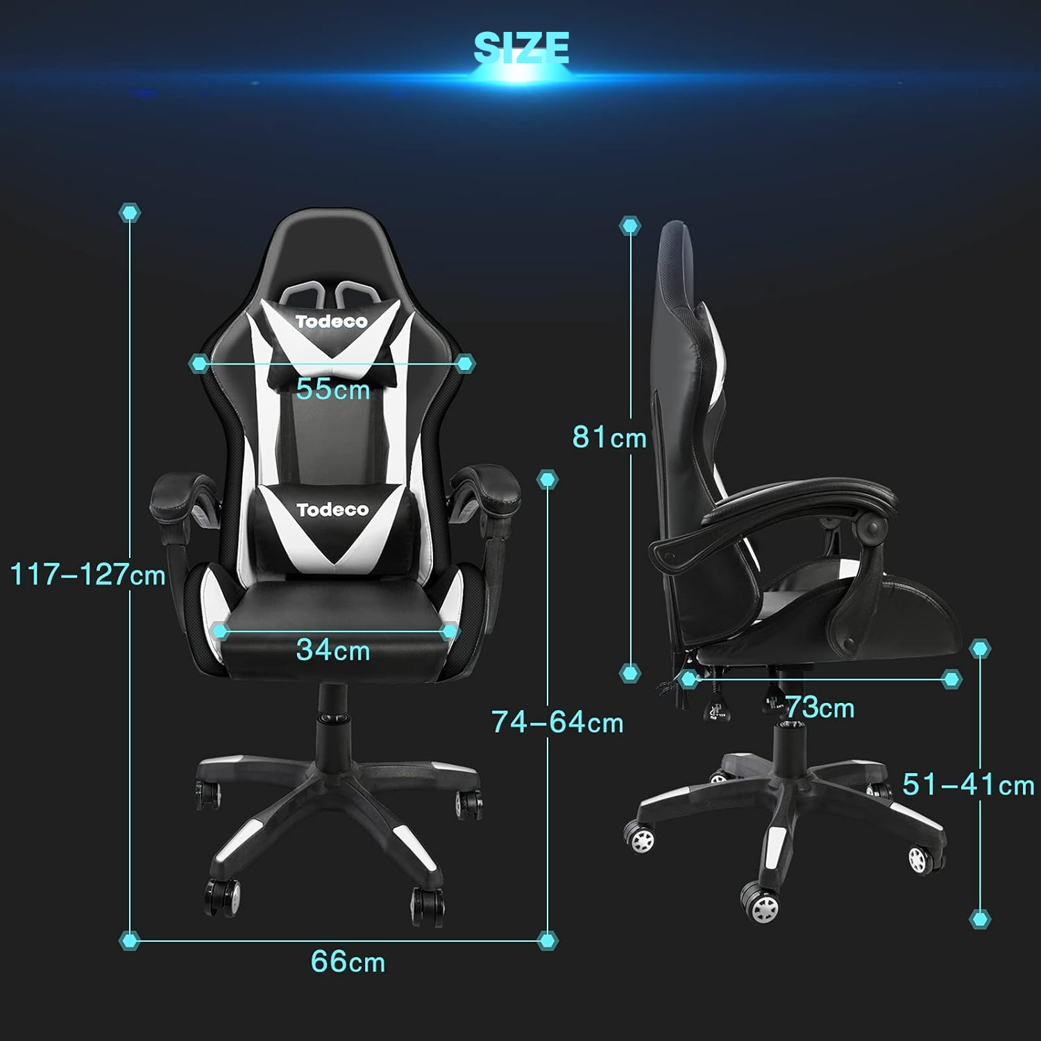 White RGB gaming armchair with massage — 2