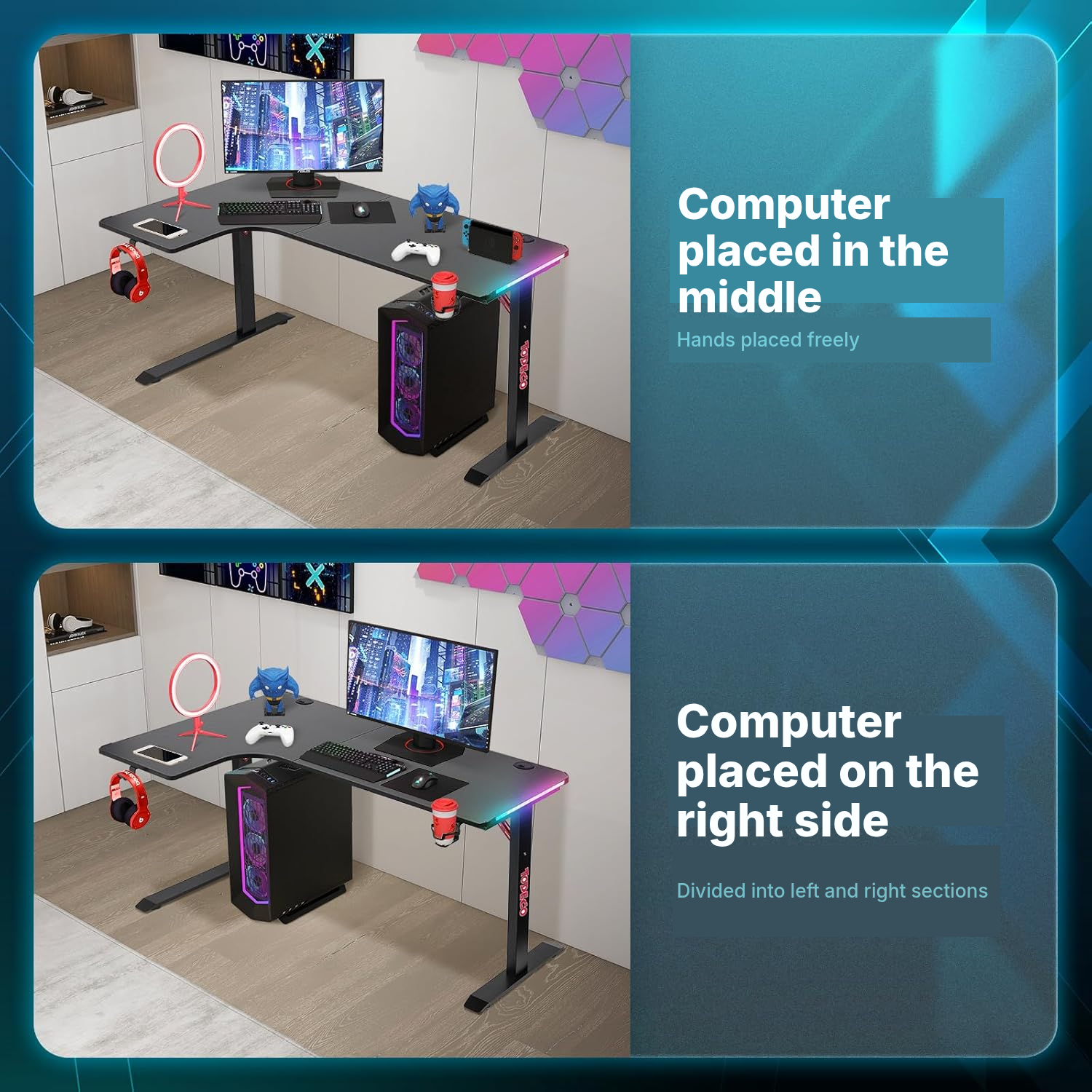 Corner Desk with RGB LED, 140 cm — 2