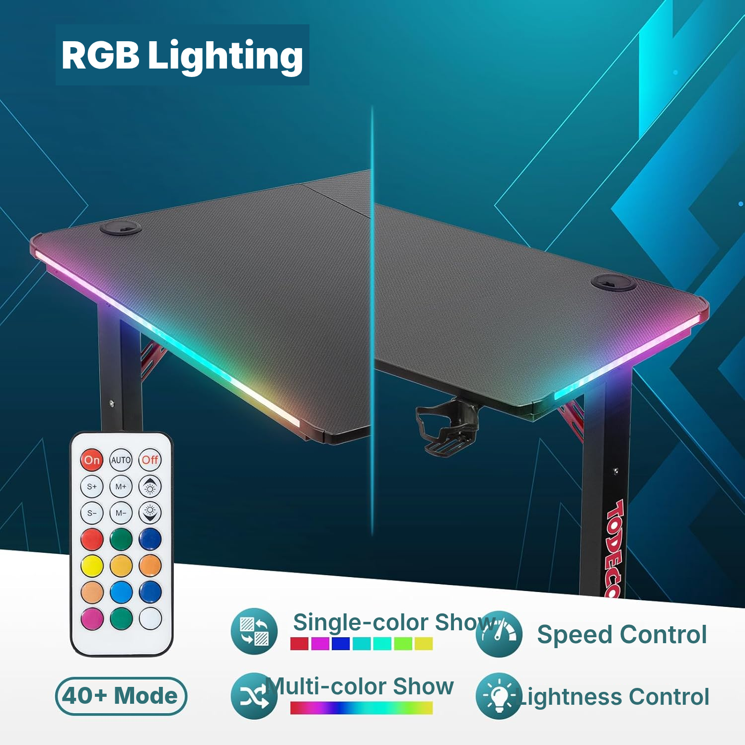 L-Shaped Gaming Desk 160 cm with RGB Setup — 3
