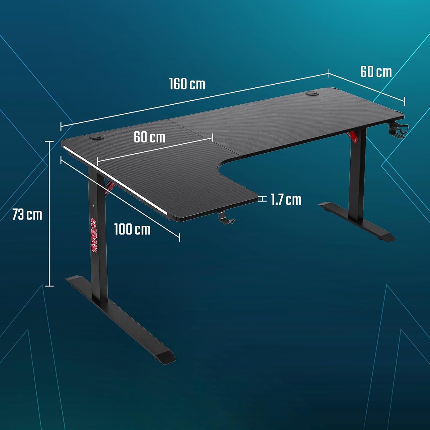 L-Shaped Gaming Desk 160 cm with RGB Setup — 7