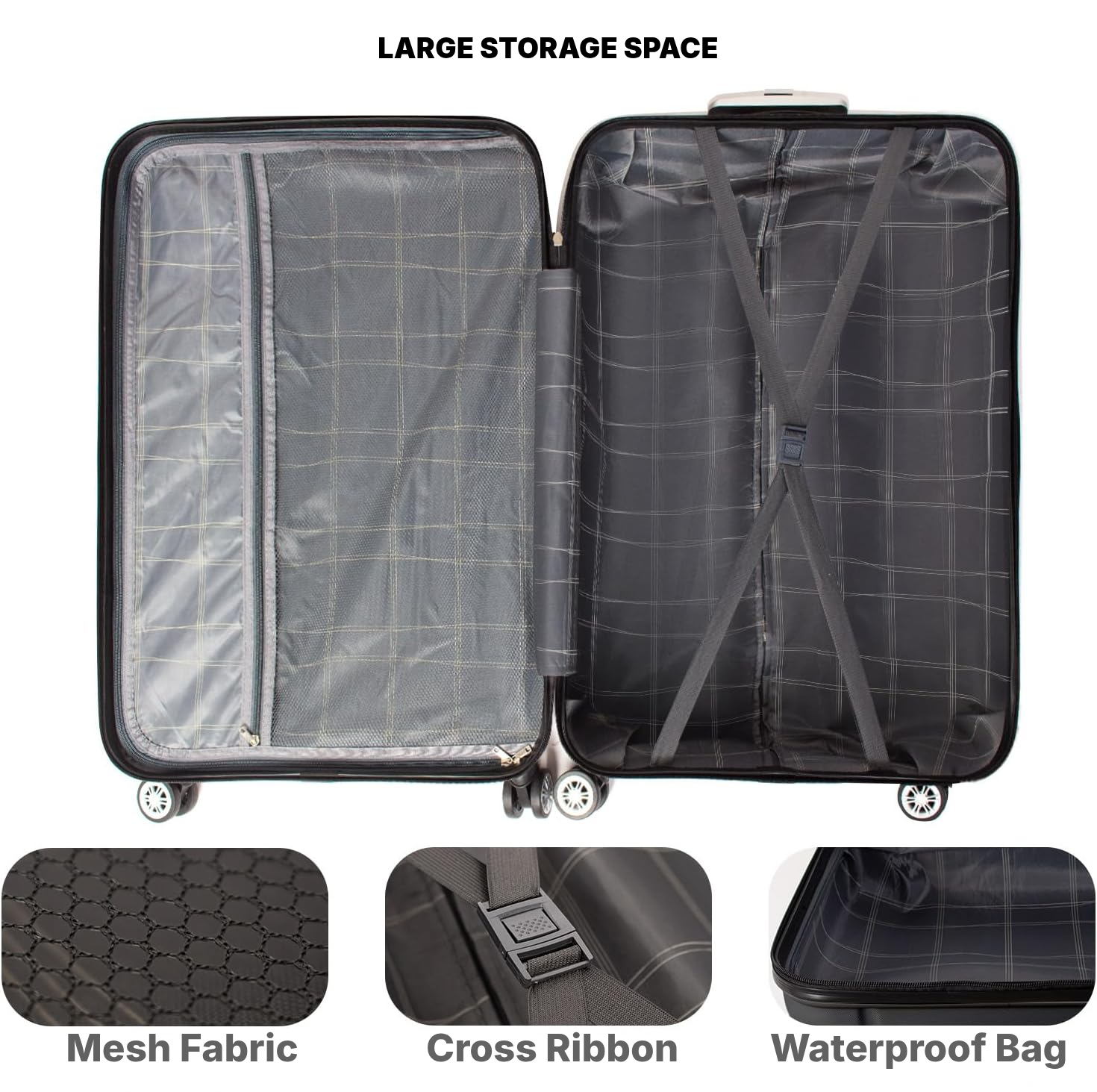 Black Light Suitcases 78 cm, Hard Shell 4 Wheels — 2