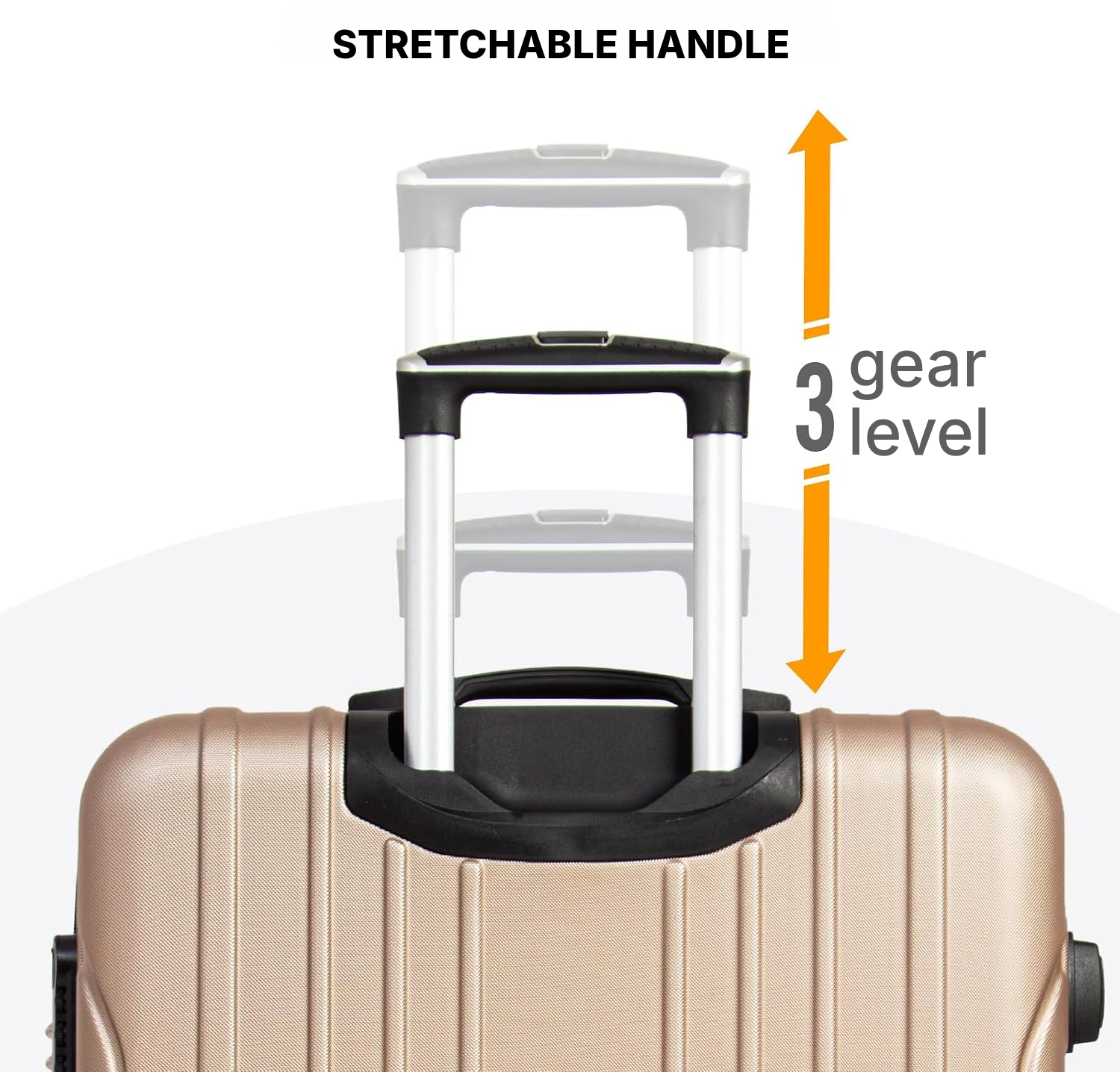 Light champagne suitcase, hard shell, 360° spinner — 4