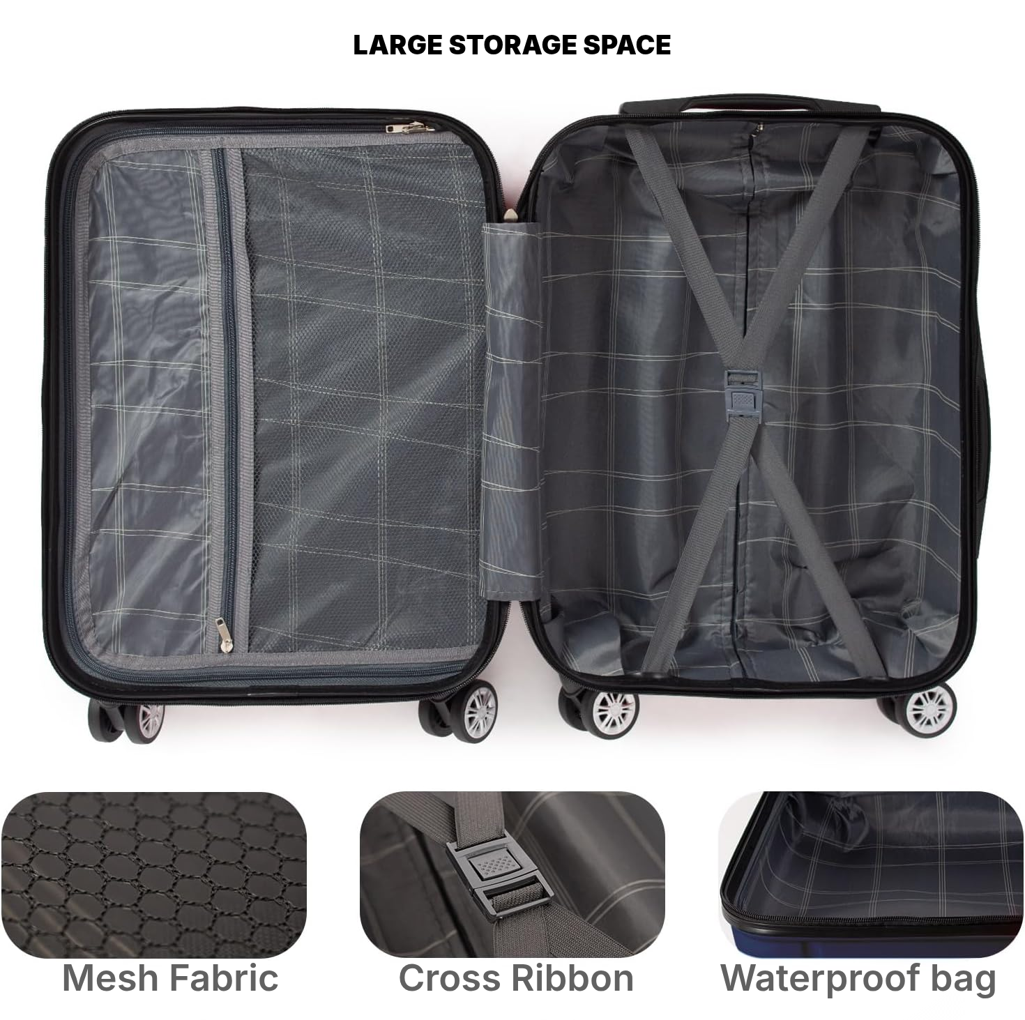 Dark blue hard-shell cabin suitcase — 2