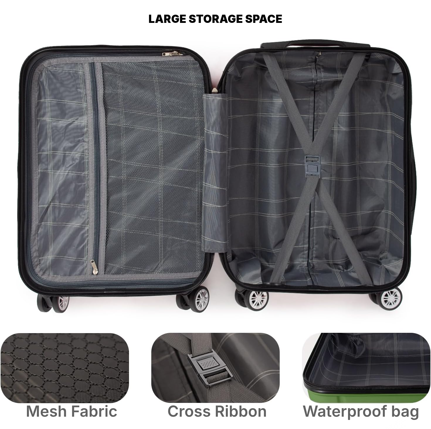 Lightweight Luggage Case 65 cm Olive Green Hard Shell — 2