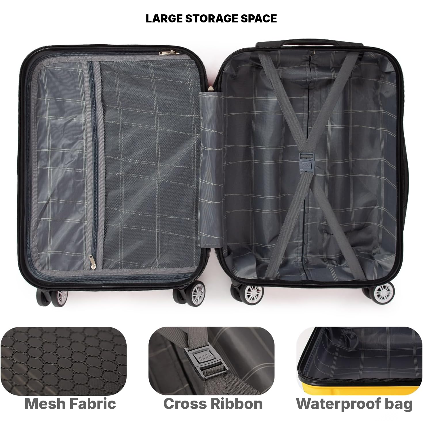 Large Hard Shell Luggage – Yellow, 73×48×28.5 cm — 2