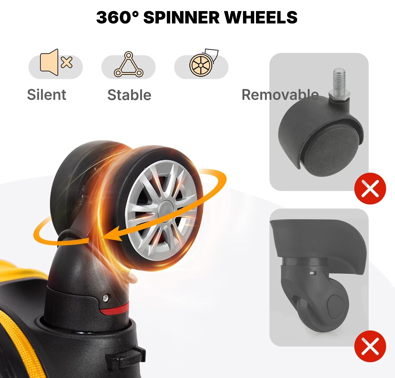 Yellow Hard Shell Suitcase with Wheels — 5